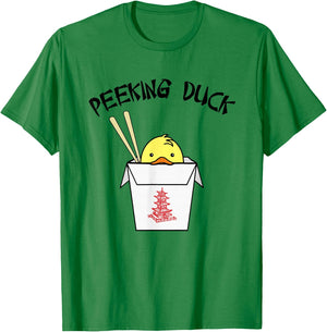 Peeking Duck funny cute Chinese food duck T-Shirt - T-Shirt | Irish Green