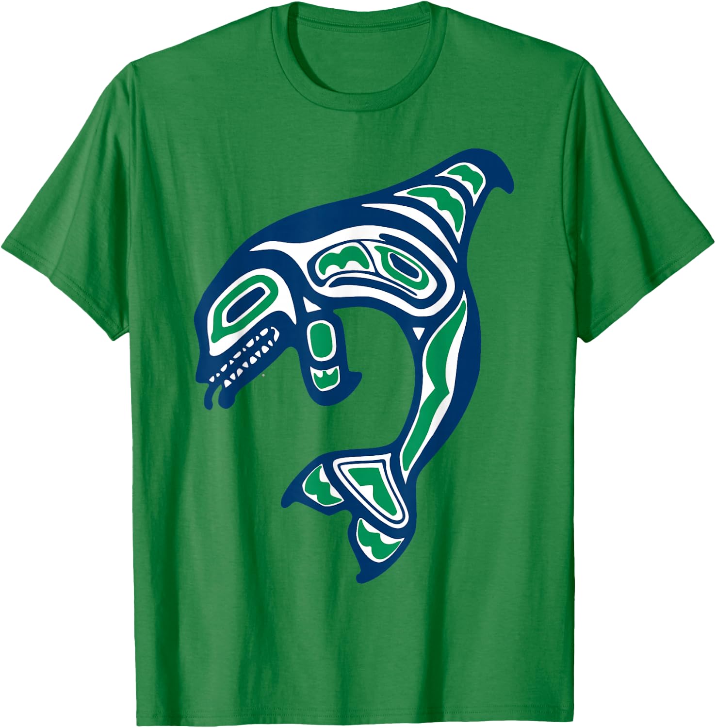 Native American Indian Orca Whale Pacific Northwest T-Shirt - T-Shirt | Irish Green