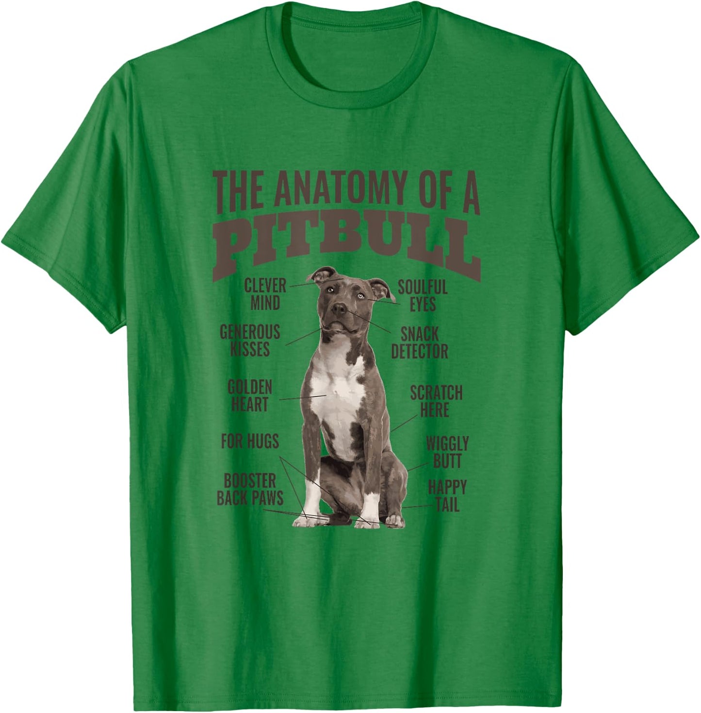 Anatomy Of A Pitbull Shirt Men Women Gift Dog Lovers T-Shirt - T-Shirt | Irish Green
