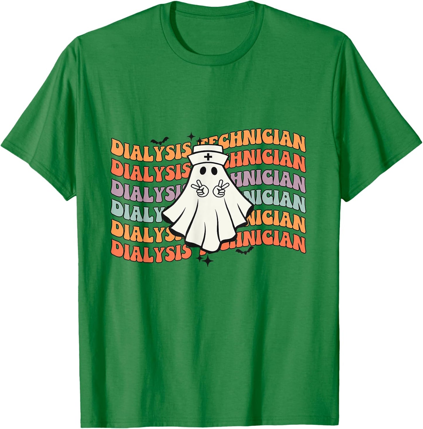 Groovy Dialysis Technician Boo Ghost Halloween Costumes T-Shirt - T-Shirt | Irish Green