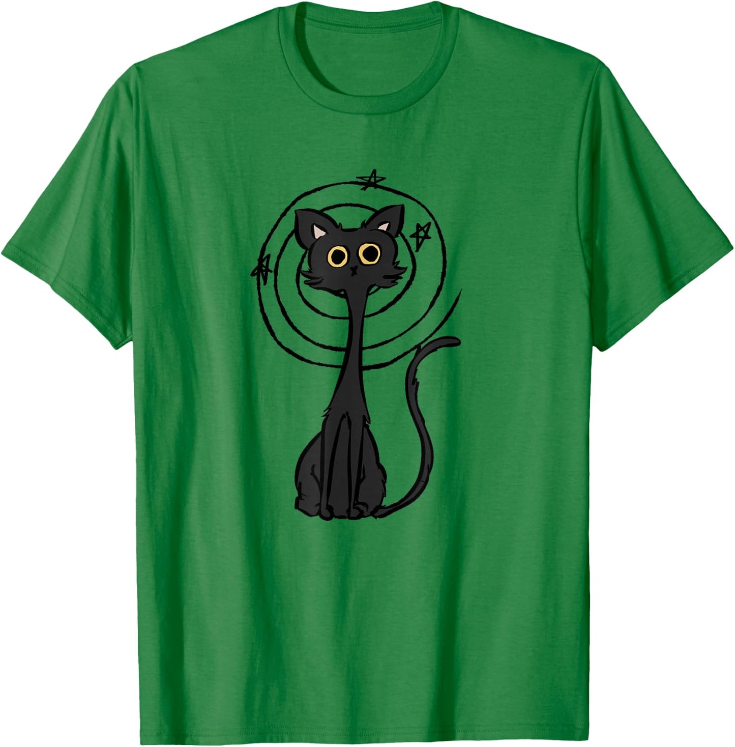 Y2K 90s Confused Crazy Mad Tomcat Cat under Starry T-Shirt - T-Shirt | Irish Green
