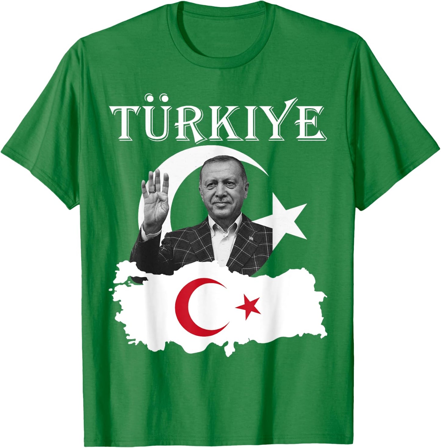 Recep Tayyip Erdogan Turkish Red Flag T-Shirt - T-Shirt | Irish Green