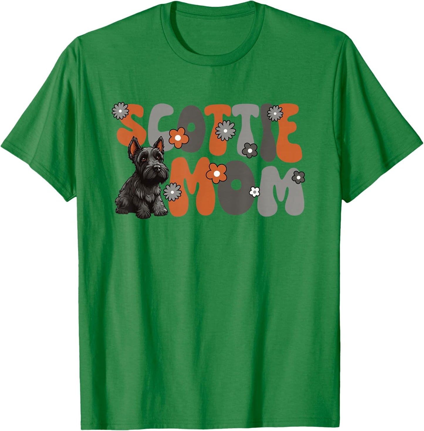 Scottish Terrier Groovy World's Best Scottie Mom T-Shirt - T-Shirt | Irish Green