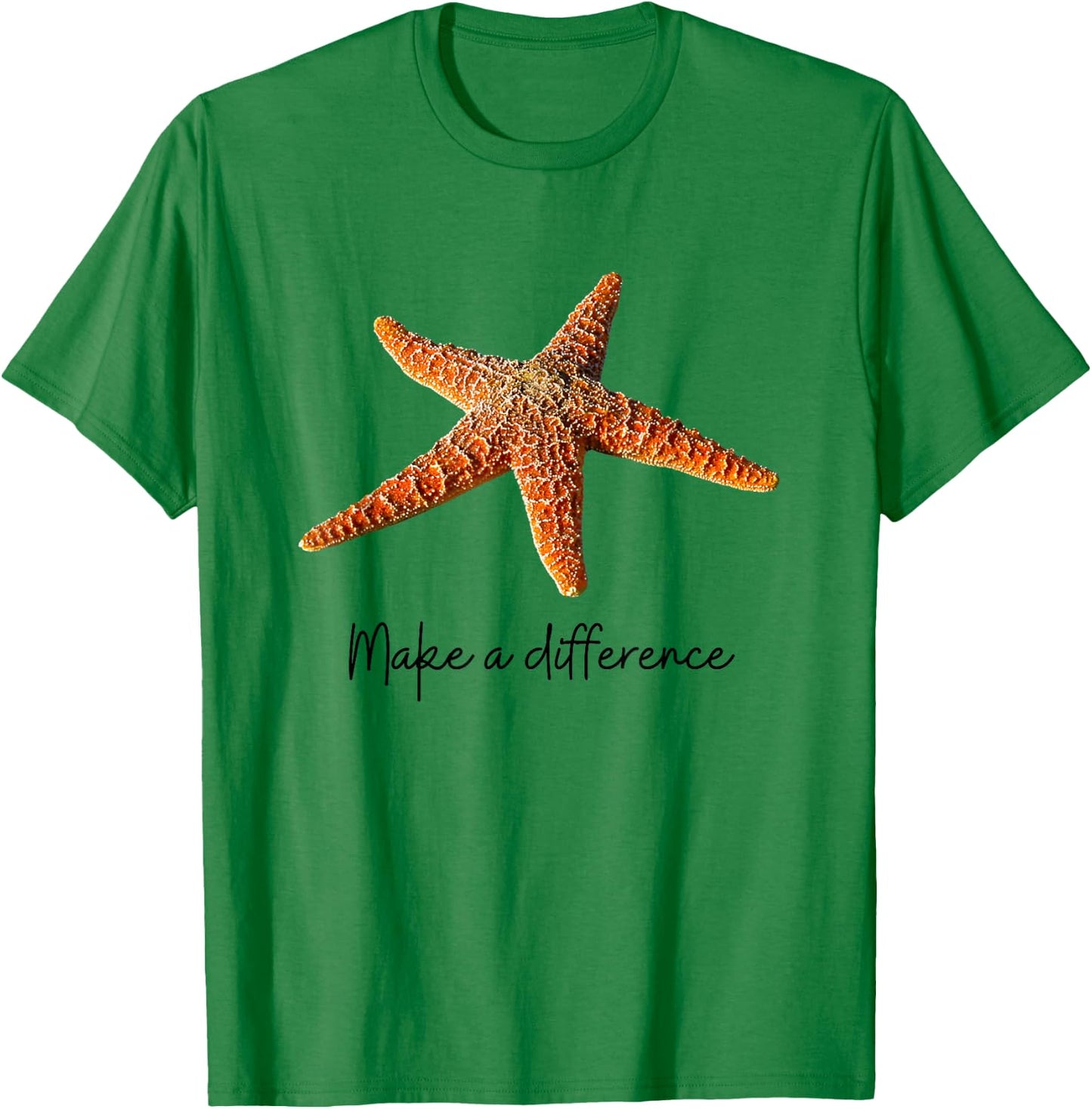 Make a difference The Starfish Story. Starfish, black text T-Shirt - T-Shirt | Irish Green