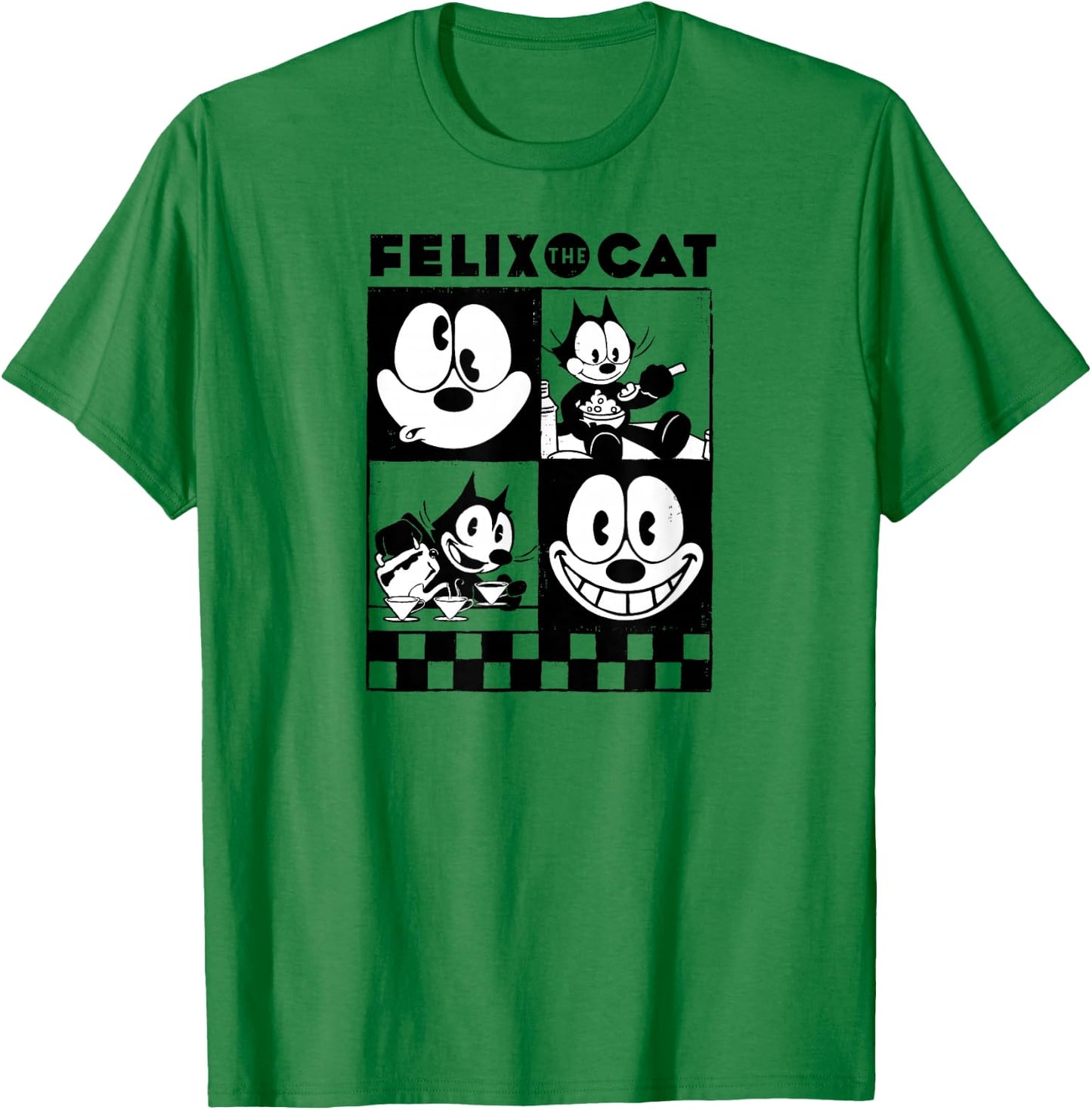 Felix the Cat Checkers T-Shirt - T-Shirt | Irish Green