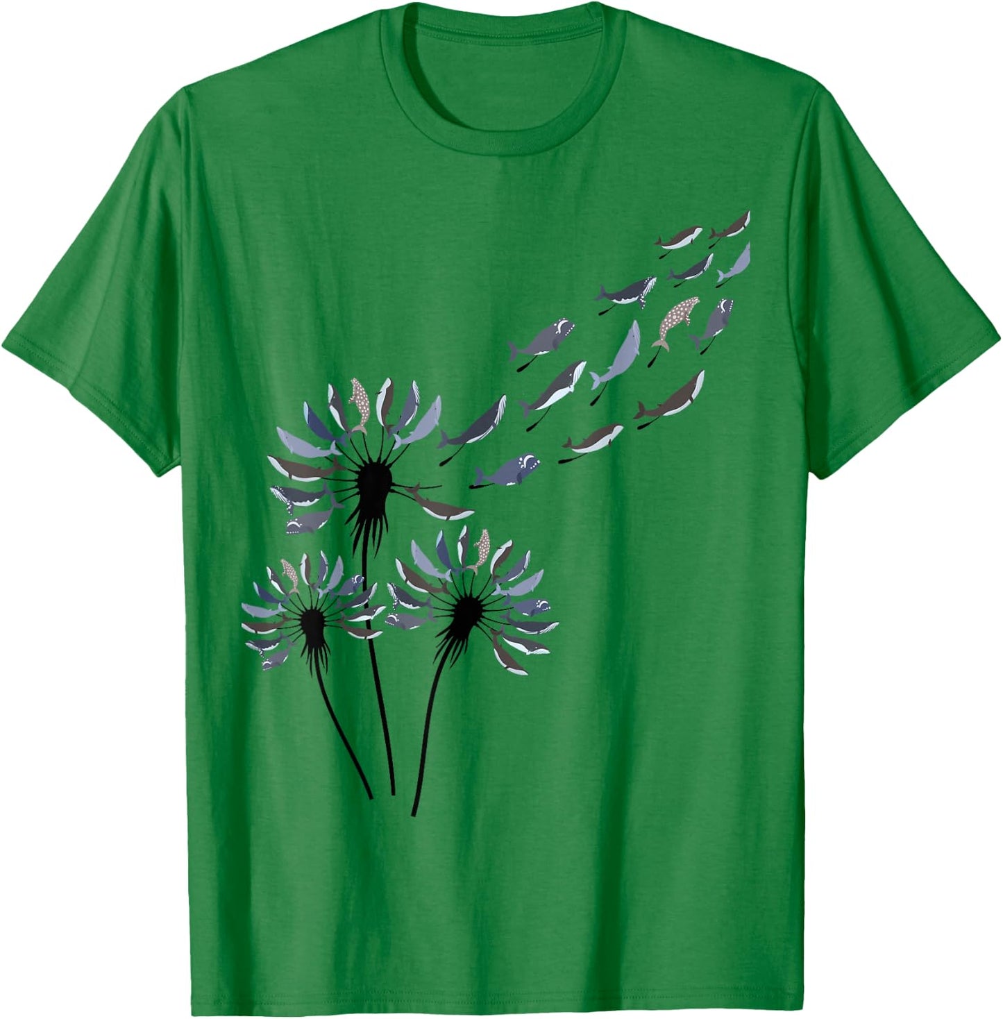 Flower Dandelion Whales Shirt for Whale Lover | Whale T-Shirt - T-Shirt | Irish Green
