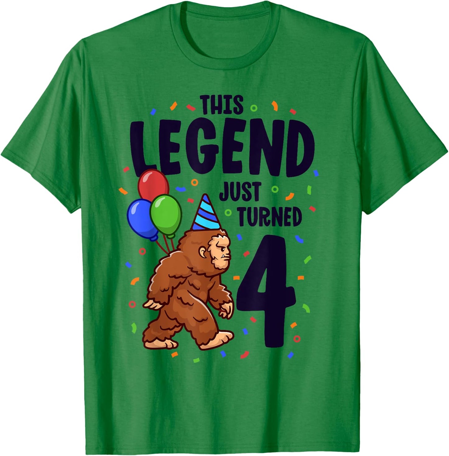 Bigfoot Birthday Party 4 Years Old Sasquatch Theme Boys T-Shirt - T-Shirt | Irish Green