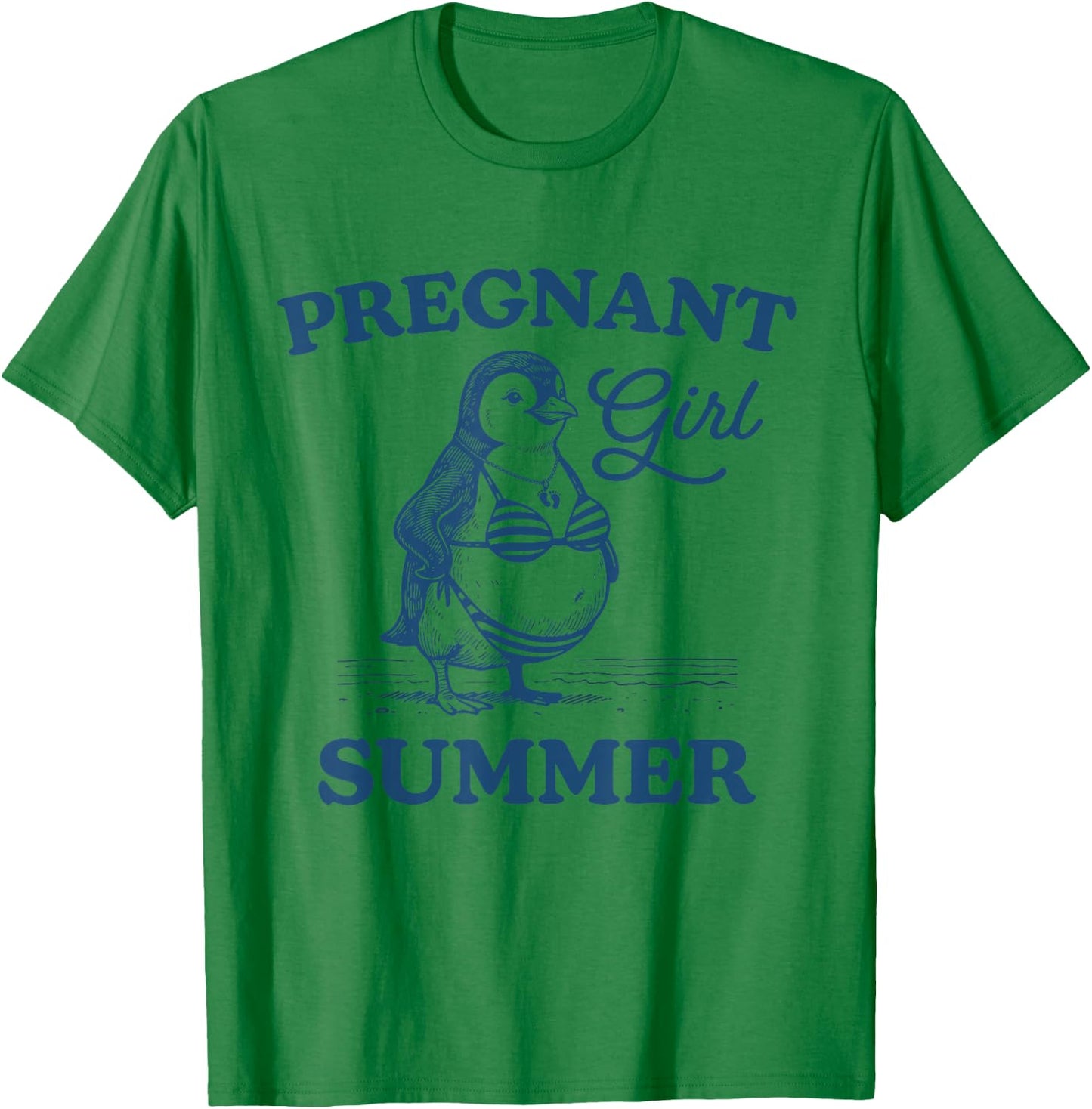 Pregnant Girl Summer Funny Baby Announcement Penguin Mom T-Shirt - T-Shirt | Irish Green