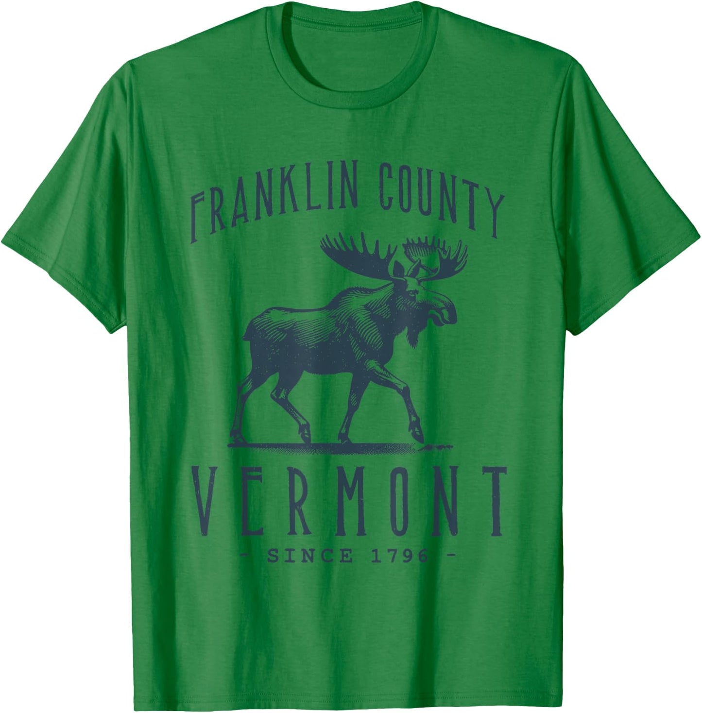 Franklin County, Vermont. Moose Vintage Design T-Shirt - T-Shirt | Irish Green