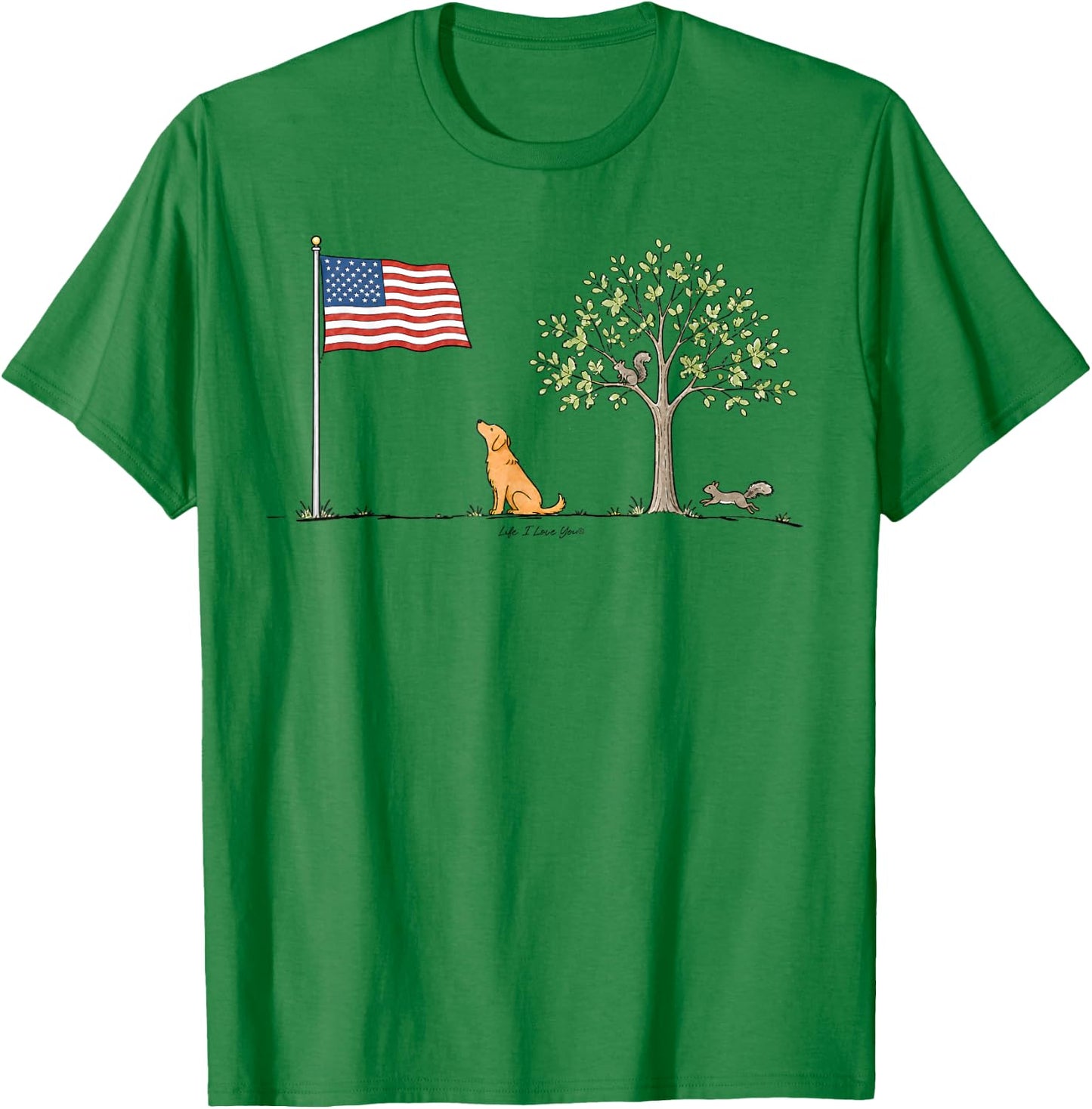 Patriotic American Flag Dog Lovers 4th of July T-Shirt - T-Shirt | Irish Green
