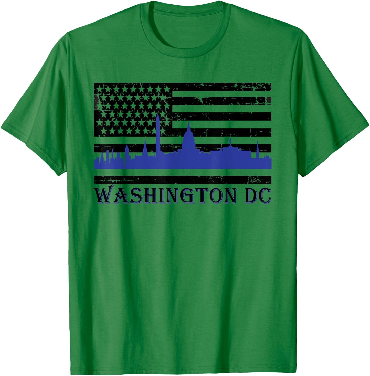 Washington DC Thin Blue Line Police Law Enforcement Support T-Shirt - T-Shirt | Irish Green