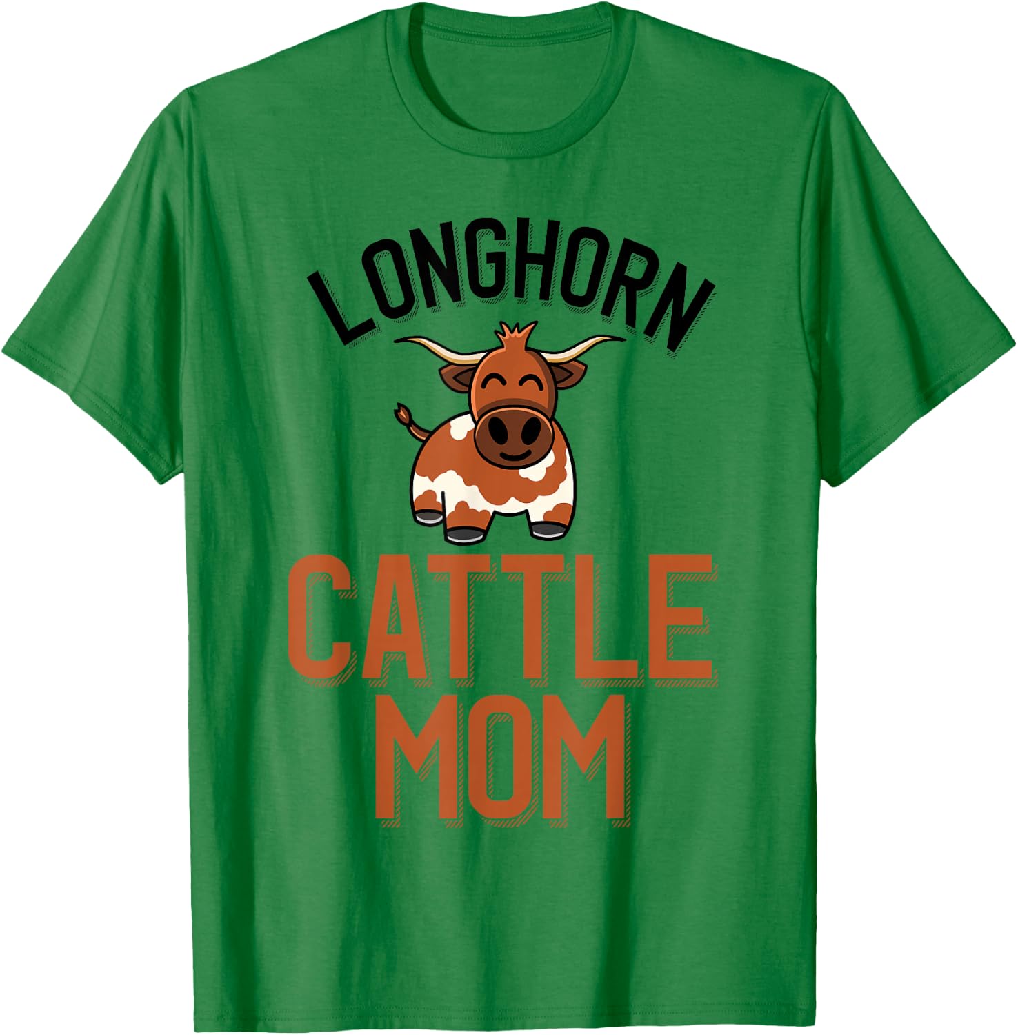 Longhorn Cattle Mom Cute Longhorn Cow Mom T-Shirt - T-Shirt | Irish Green