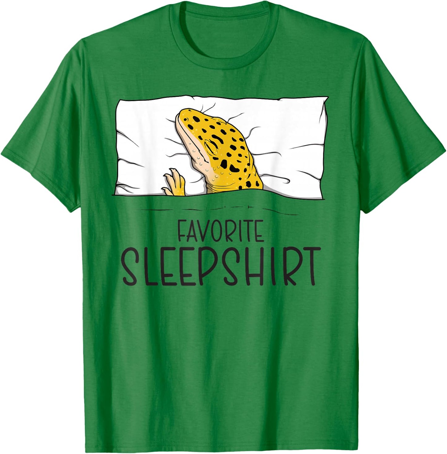 Favorite Sleepshirt Lizard, Napping Leopard Gecko Pajama T-Shirt - T-Shirt | Irish Green