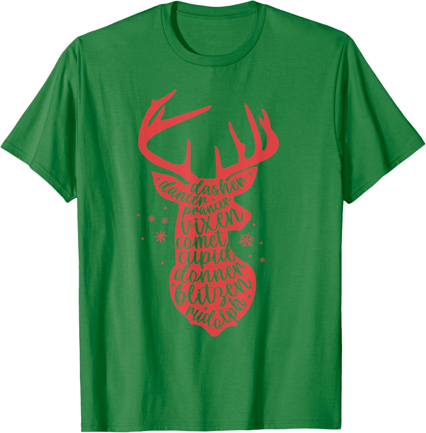 Christmas Reindeer Names Cute Holiday Rudolph Kids T-Shirt - T-Shirt | Irish Green