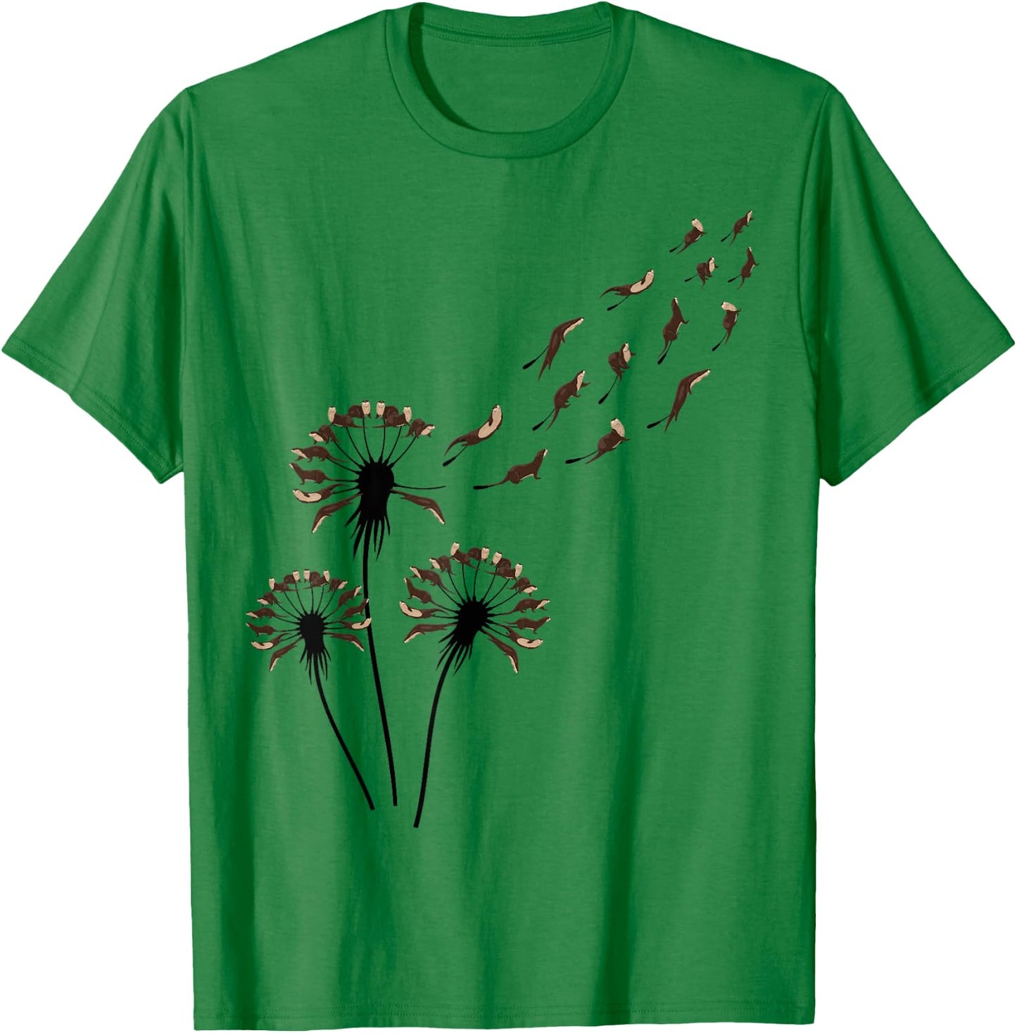 Flower Dandelion Otters Shirt for Otter Lover | Otter T-Shirt - T-Shirt | Irish Green