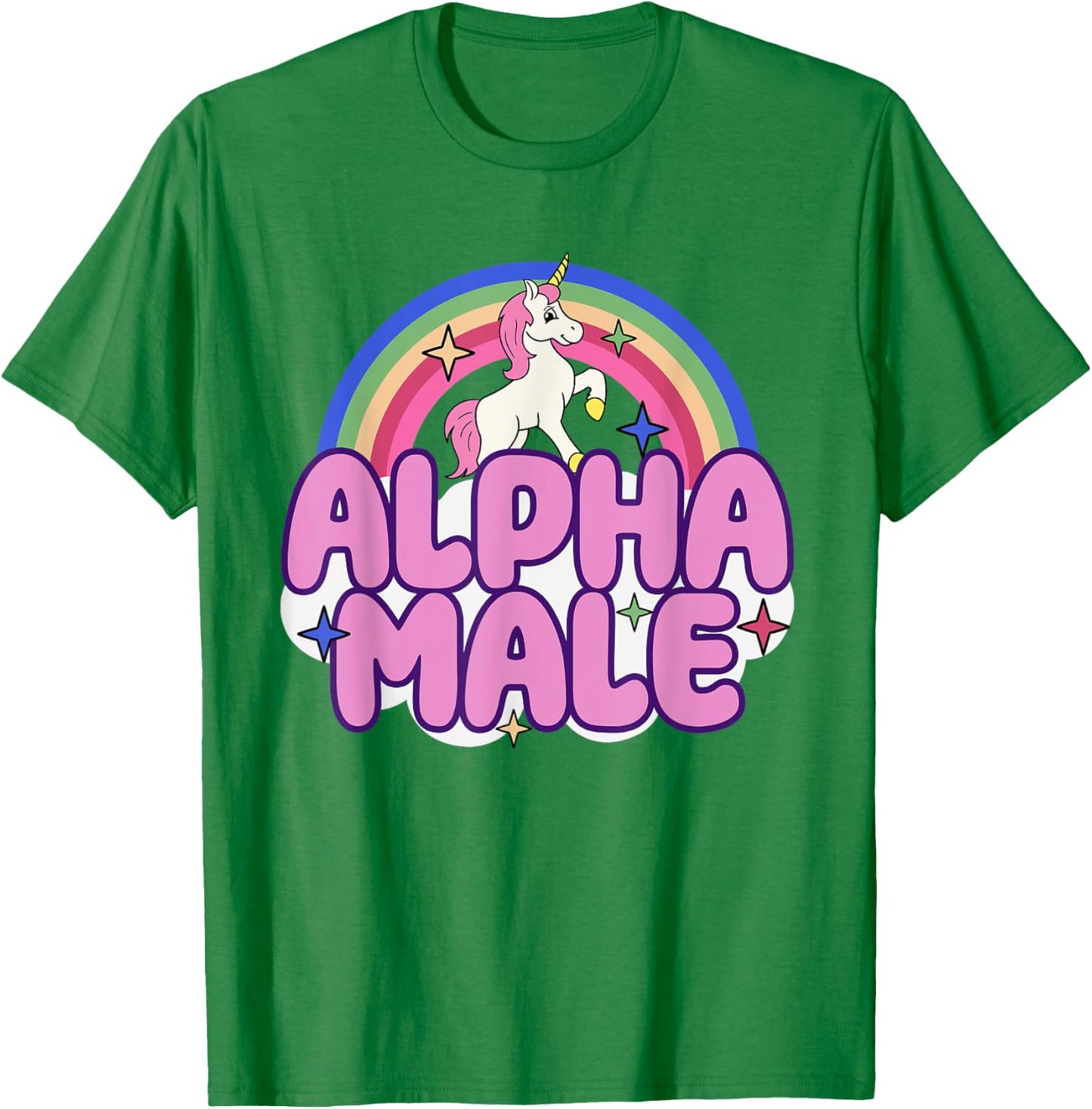 Ironic Male Alpha Unicorn Funny Sarcastic Funny Meme , blue T-Shirt - T-Shirt | Irish Green