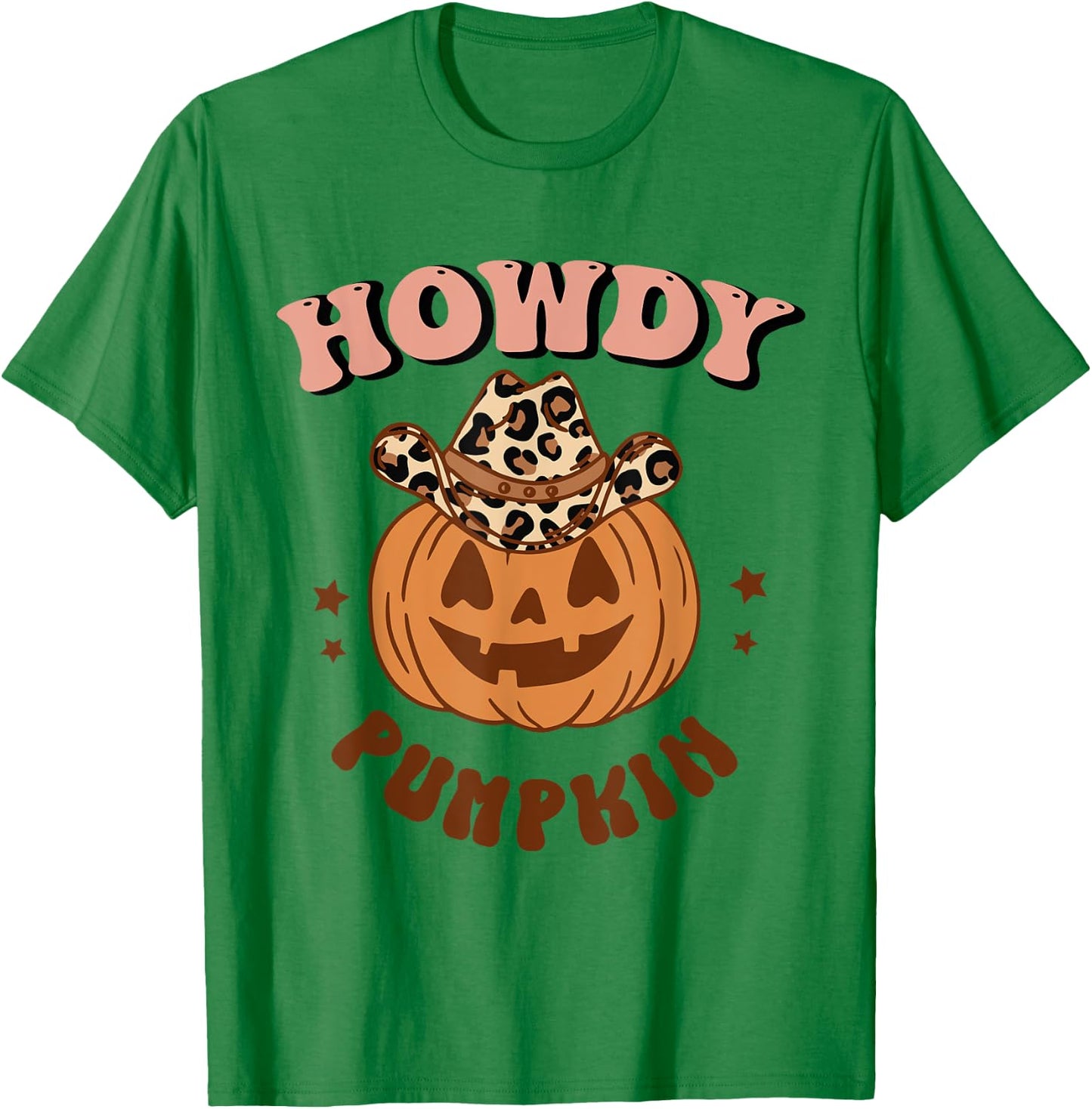 Howdy Pumpkin Leopard Rodeo Western Fall Southern Halloween T-Shirt - T-Shirt | Irish Green