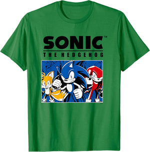 Sonic The Hedgehog Main Trio Heroic Group Portrait T-Shirt - T-Shirt | Irish Green
