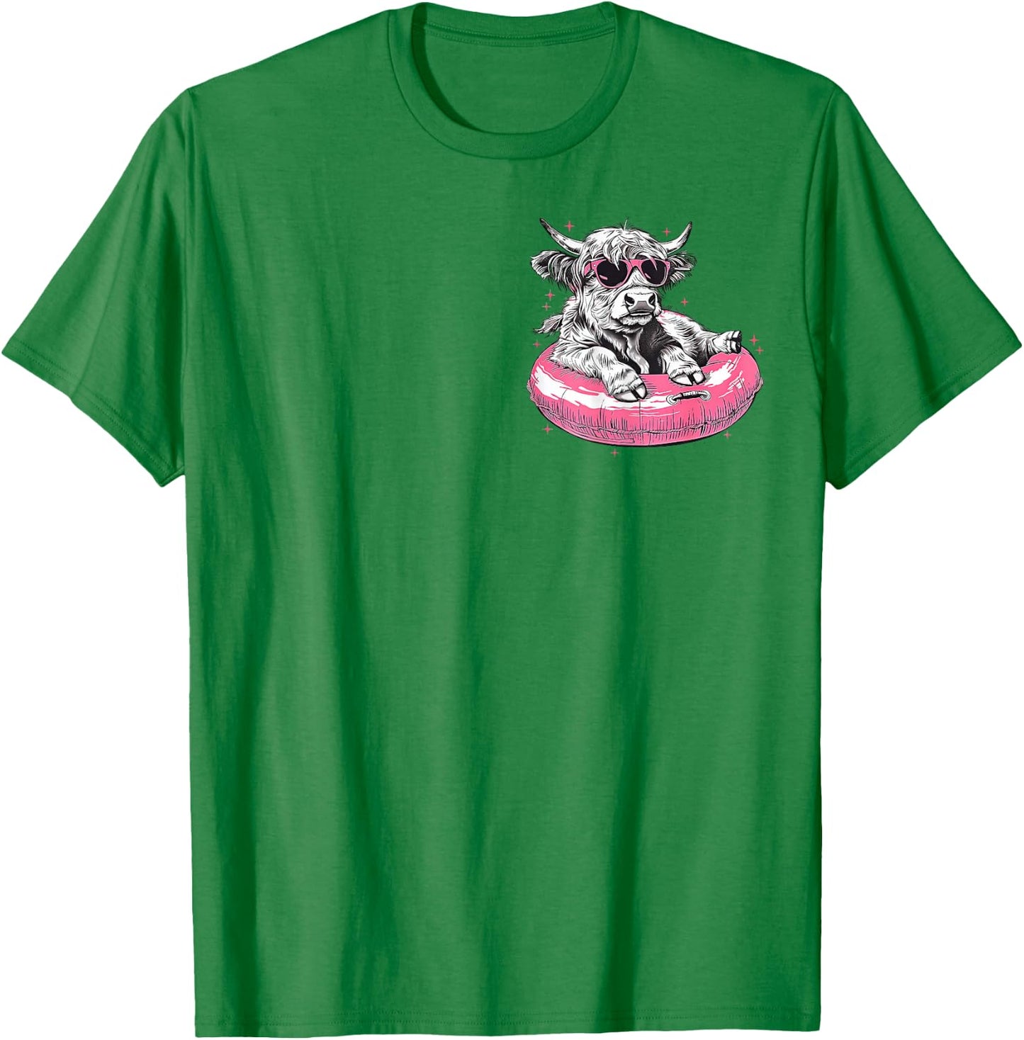 (2Sides Front+Back) Summer Vibes Highland Cow T-Shirt - T-Shirt | Irish Green