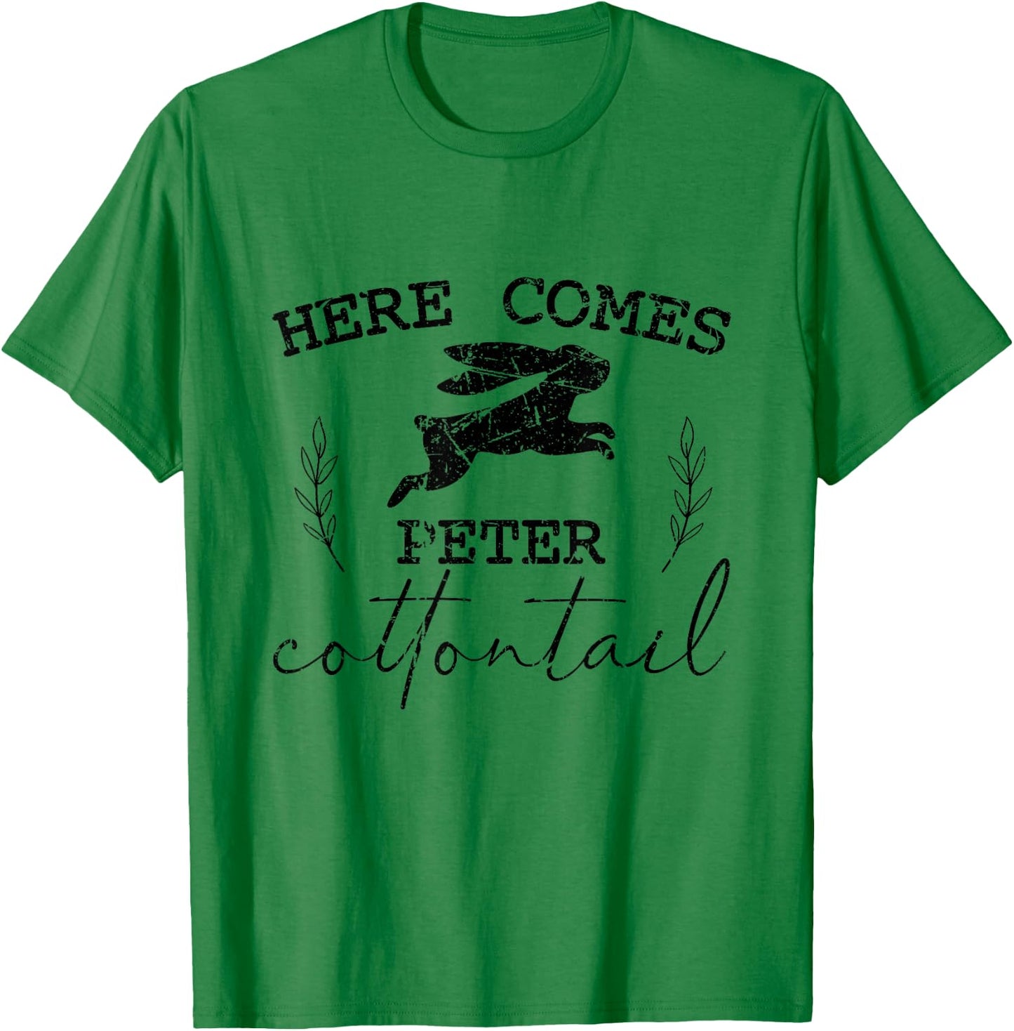 Here Comes Peter Cottontail Vintage Funny Springtime Easter T-Shirt - T-Shirt | Irish Green