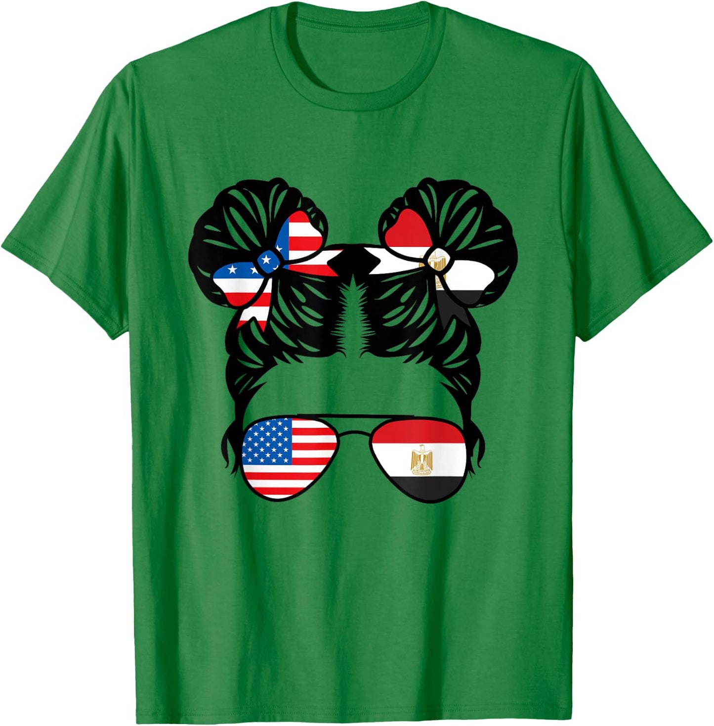Half American Half Egyptian Girl USA Egypt Flag Patriot T-Shirt - T-Shirt | Irish Green