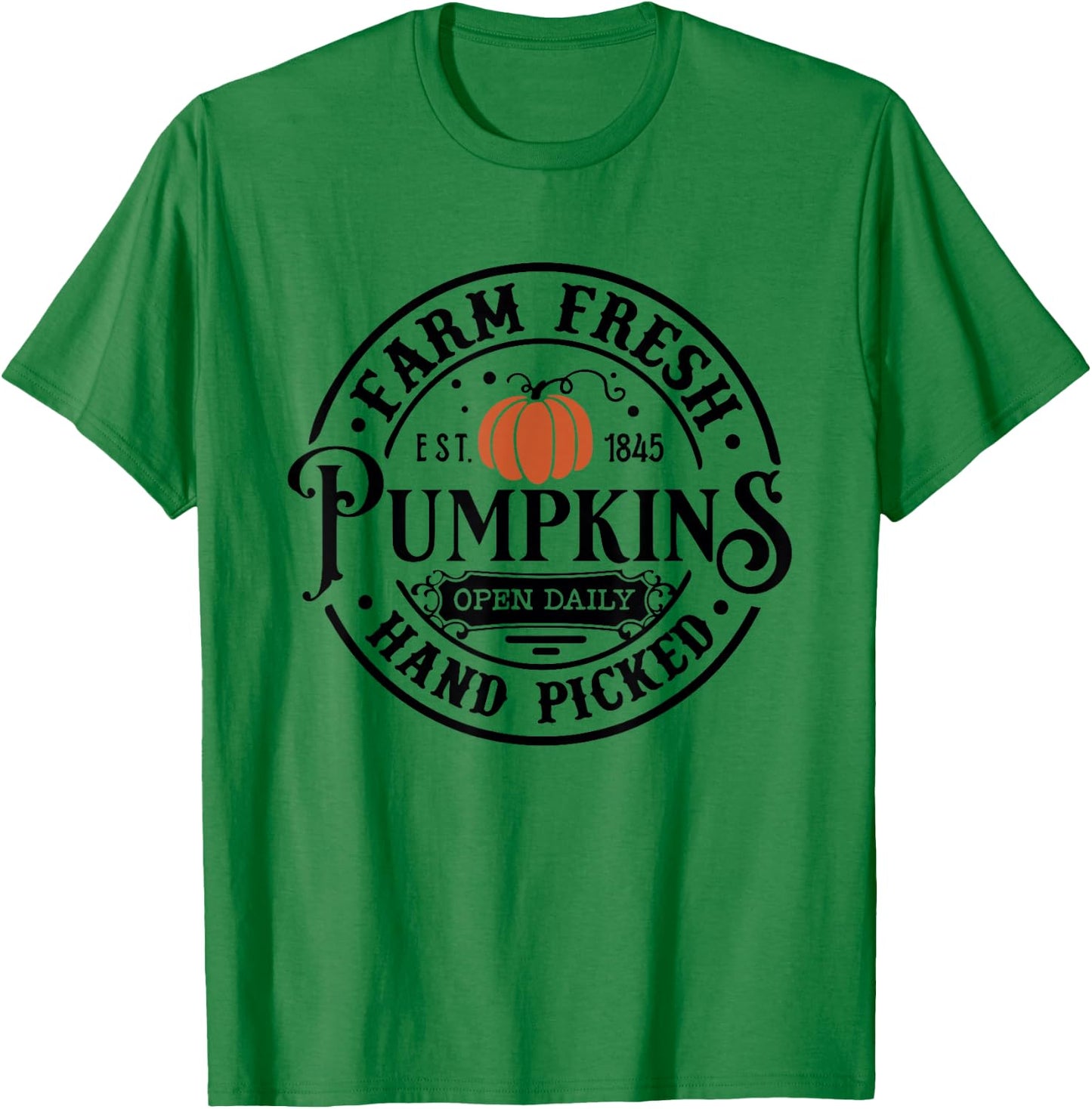 Farm Fresh Pumpkin Hand Picked Halloween Fall Thanksgiving T-Shirt - T-Shirt | Irish Green