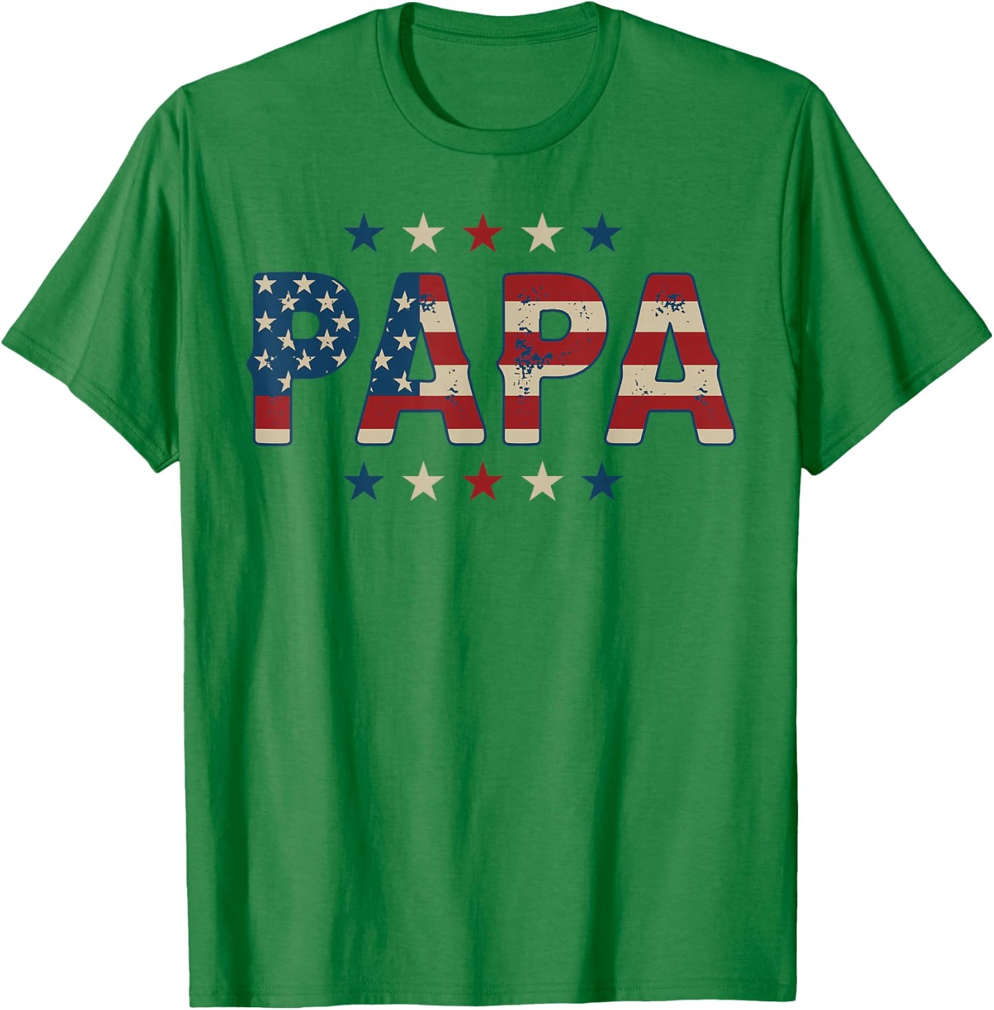 Papa Bold Patriotic American Flag Father's Day 4th of July T-Shirt - T-Shirt | Irish Green
