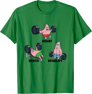 Patrick - Squat, Bench, Deadlift, Funny Cartoon Powerlifting T-Shirt - T-Shirt | Irish Green