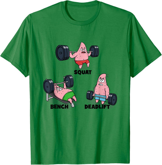 Patrick - Squat, Bench, Deadlift, Funny Cartoon Powerlifting T-Shirt - T-Shirt | Irish Green
