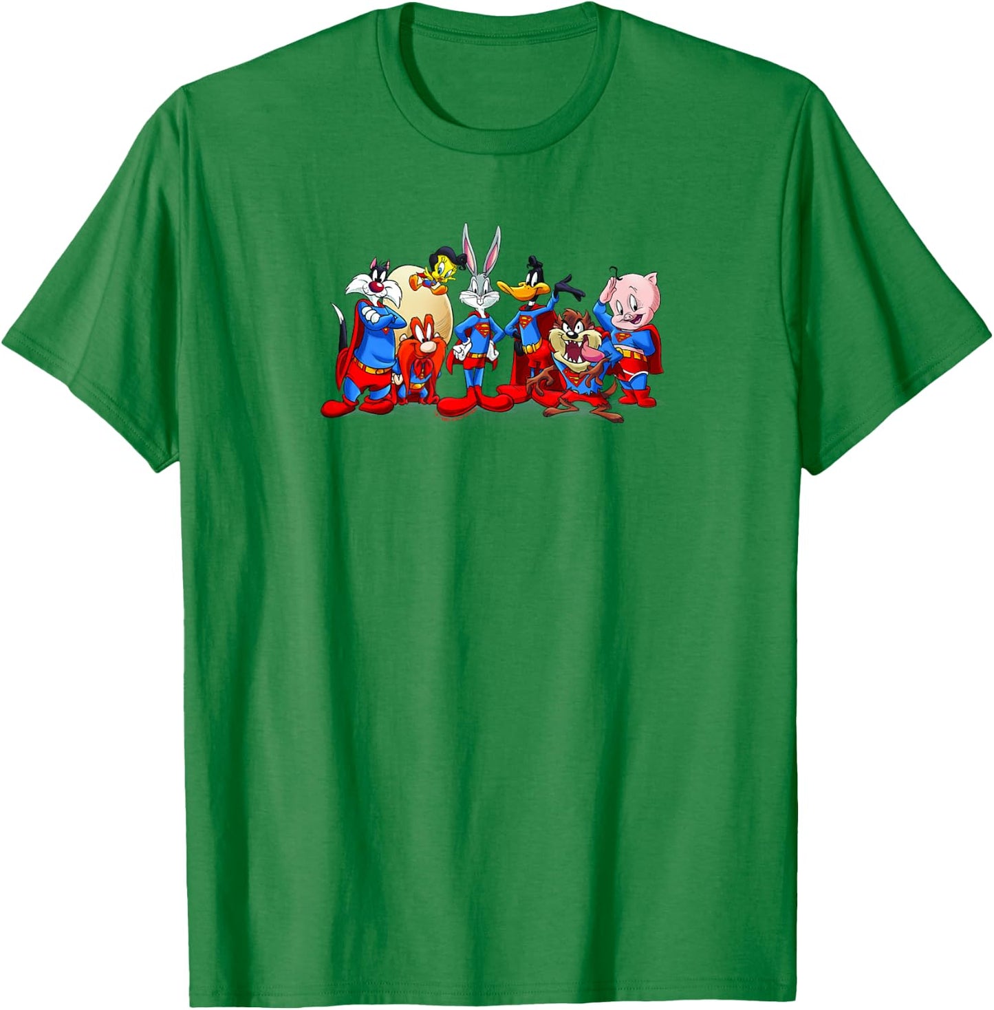 WB 100 Looney Tunes Group Shot Superman Special Collection T-Shirt - T-Shirt | Irish Green