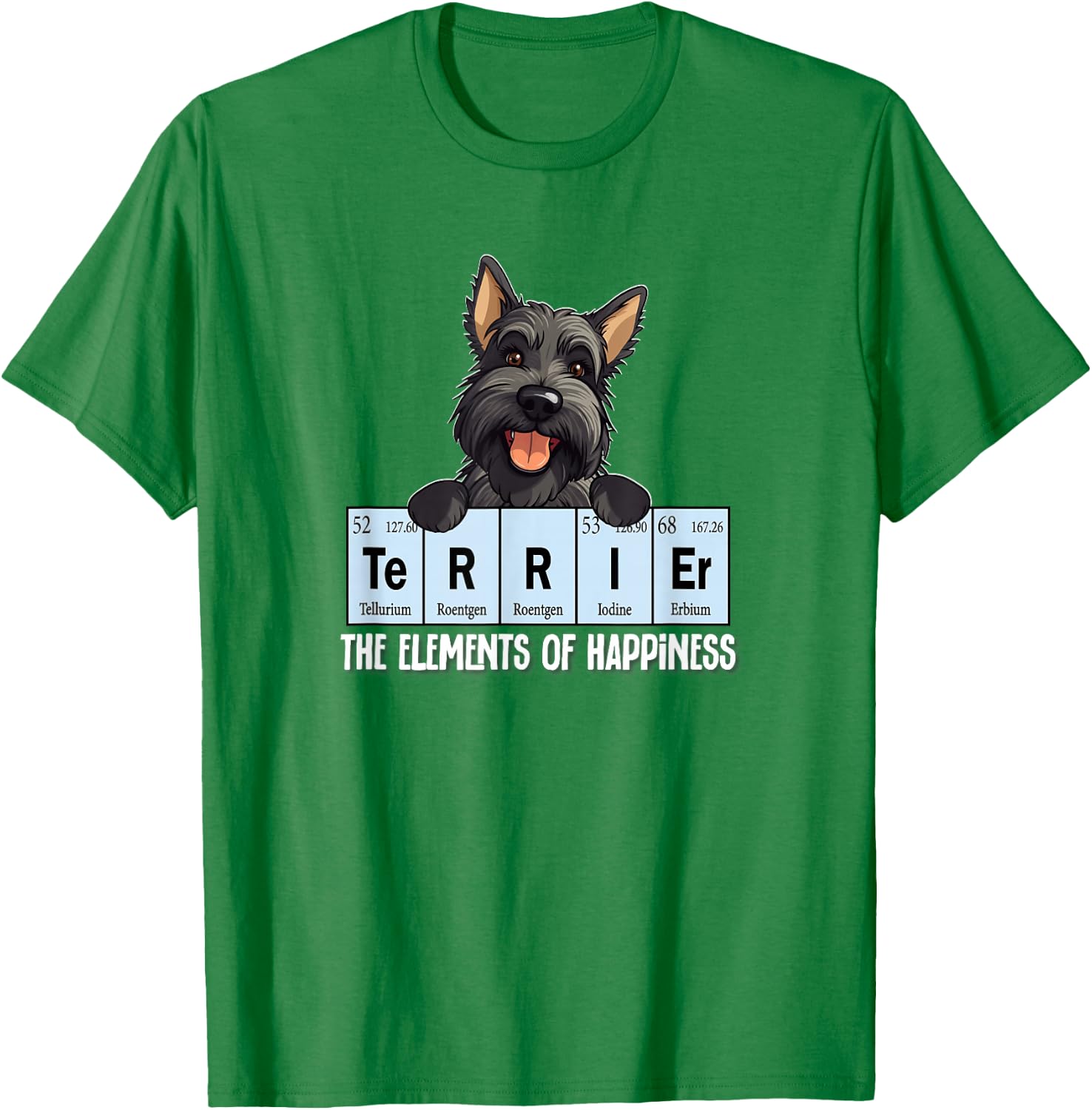 Cute Girls Elements Happiness Scottish Terrier Lover T-Shirt - T-Shirt | Irish Green