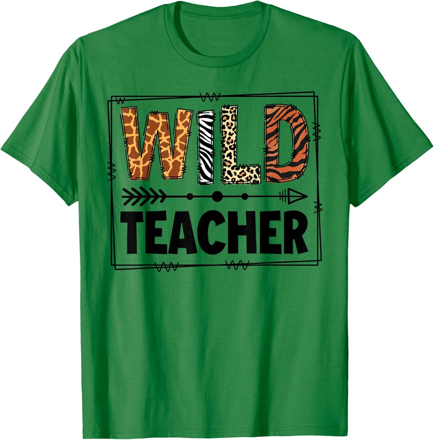 Wild One Teacher Two Wild Zoo Animal Theme Birthday Matching T-Shirt - T-Shirt | Irish Green