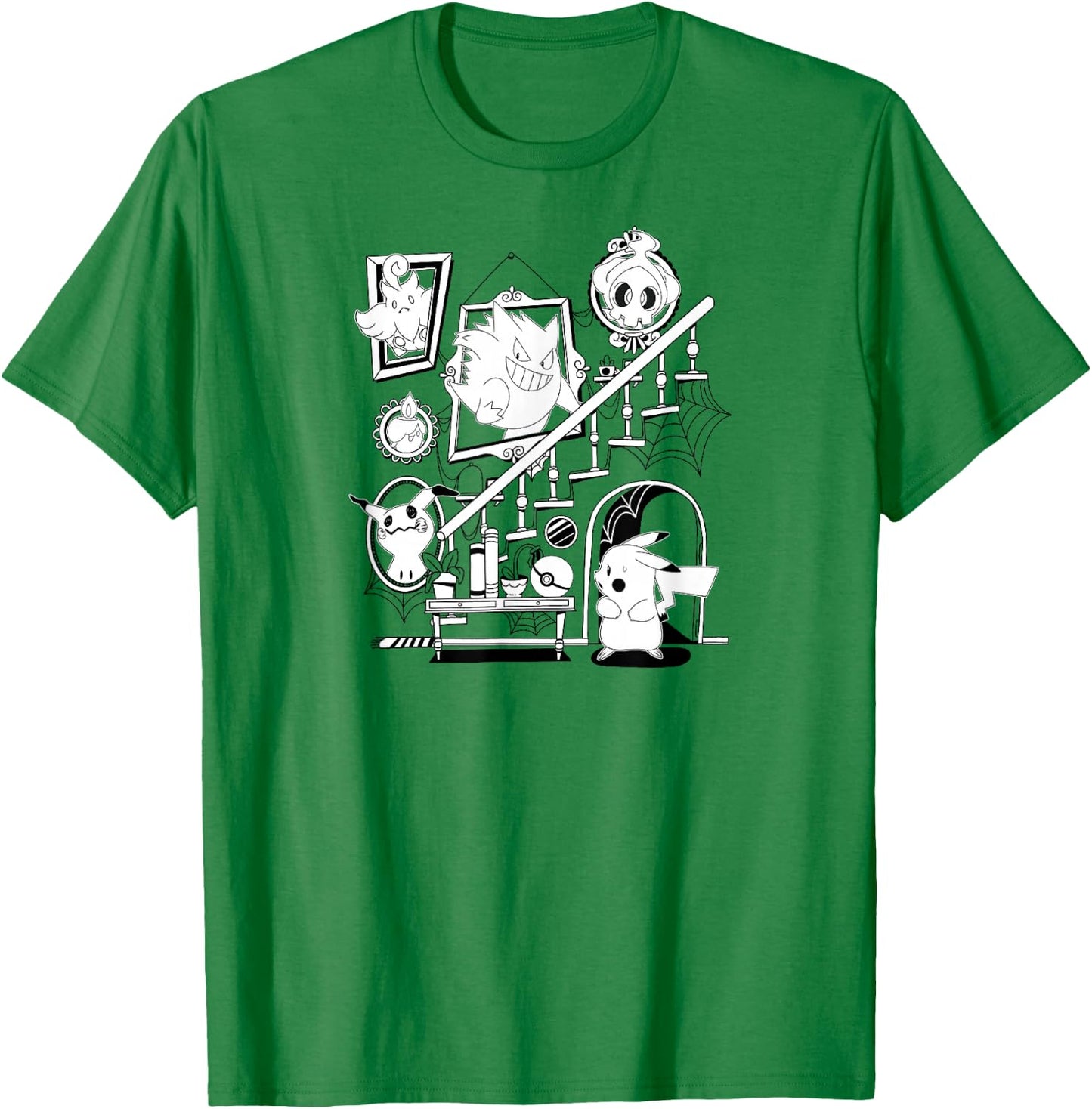 Pokémon - Halloween Orange Gengar Mimikyu Duskull Litwick T-Shirt - T-Shirt | Irish Green