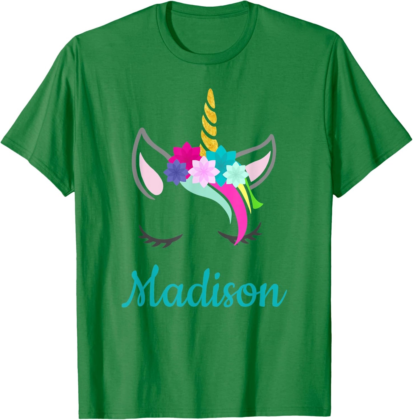 Madison Rainbow Unicorn Name T-Shirt - T-Shirt | Irish Green