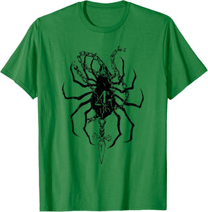 Gothic Spider Chain Dagger Dark Aesthetic T-Shirt - T-Shirt | Irish Green