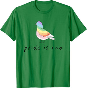 Pride is Coo Pigeon LGBTQ Gay Pride Month Ally Rainbow Bird T-Shirt - T-Shirt | Irish Green