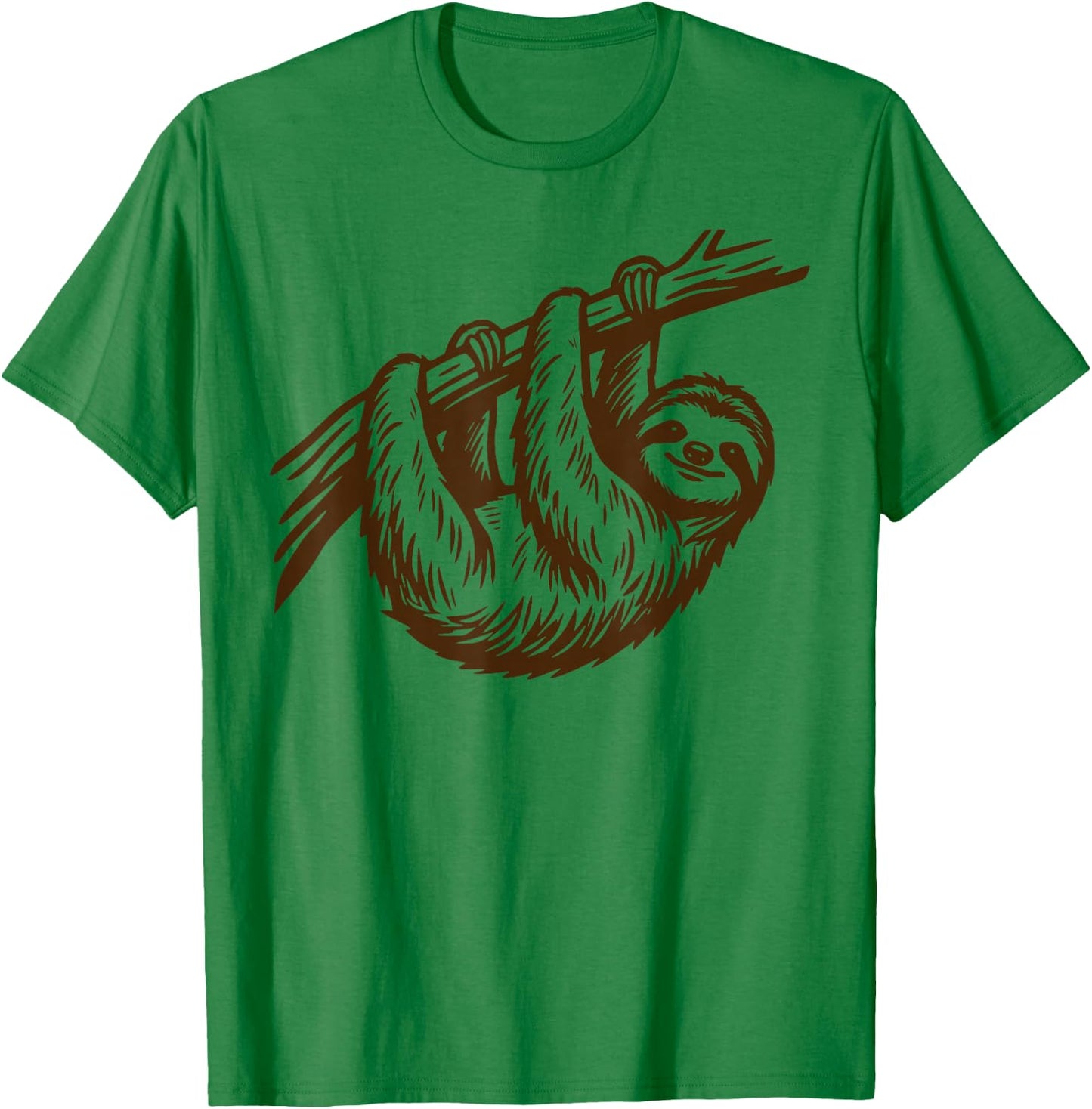 Kids Sloth Shirt Cute Hanging Sloth Boys Girls T-Shirt - T-Shirt | Irish Green