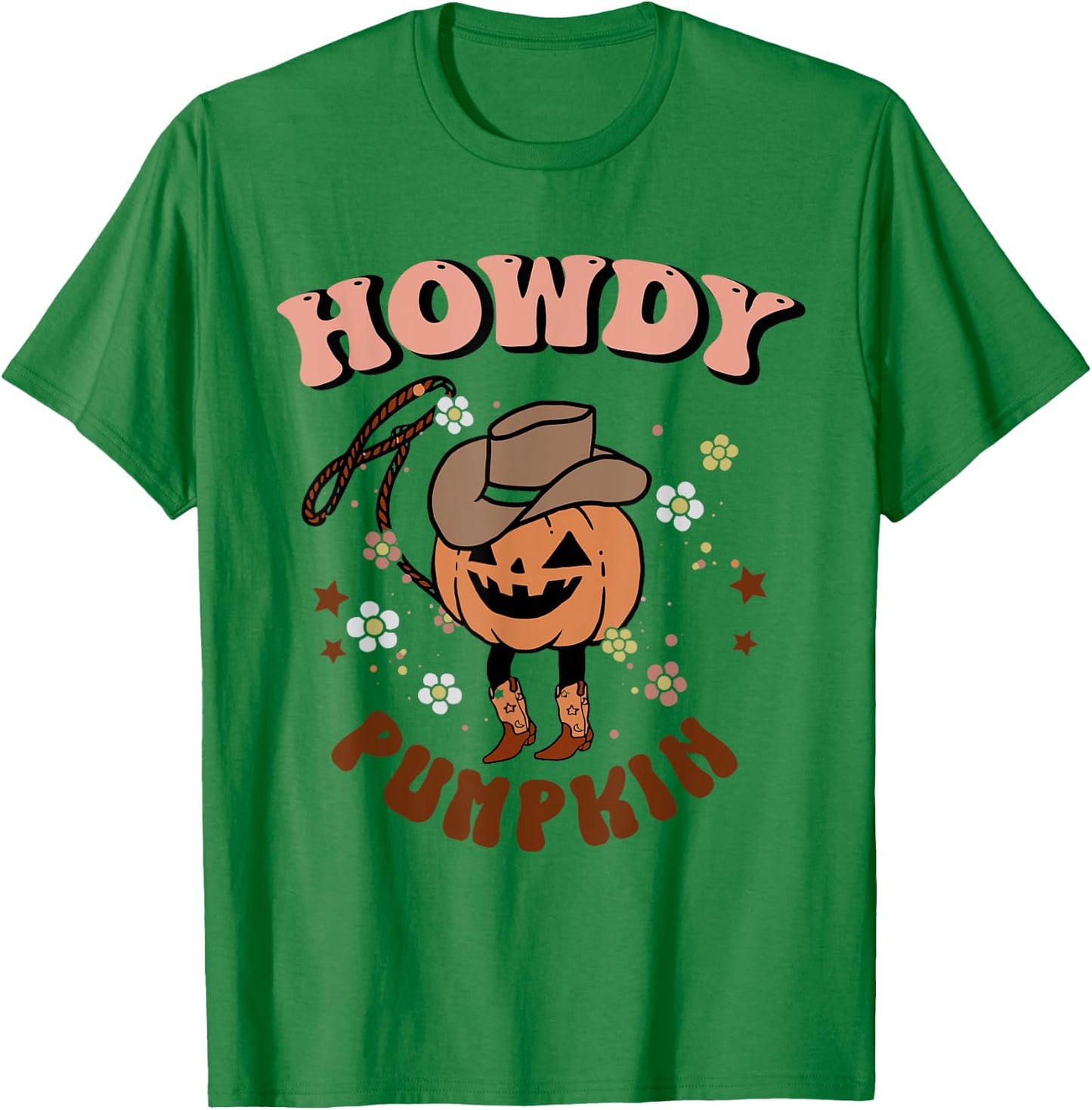 Howdy Pumpkin Rodeo Western Fall Southern Halloween T-Shirt - T-Shirt | Irish Green