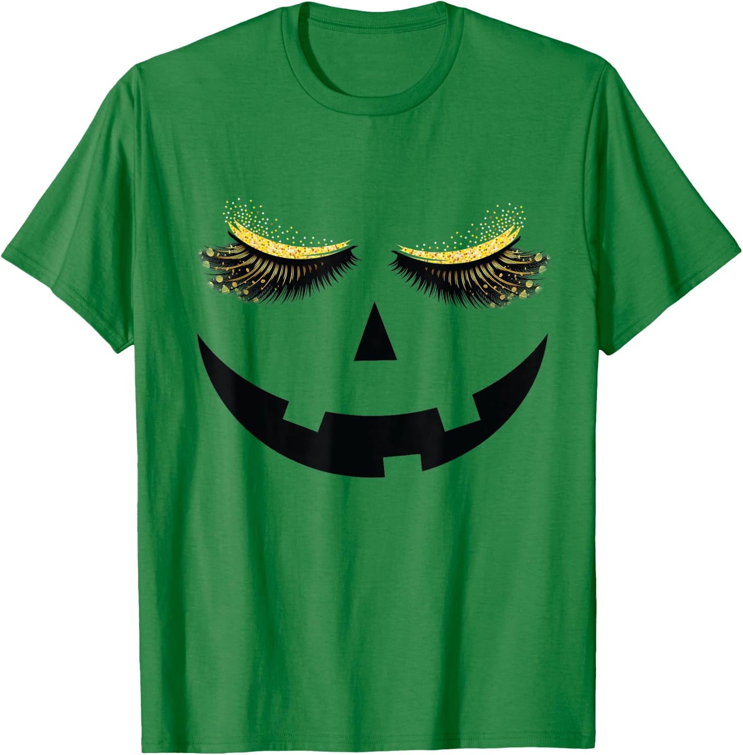 Halloween Pumpkin Beautiful Eyelashes Jack o Lantern Women T-Shirt - T-Shirt | Irish Green