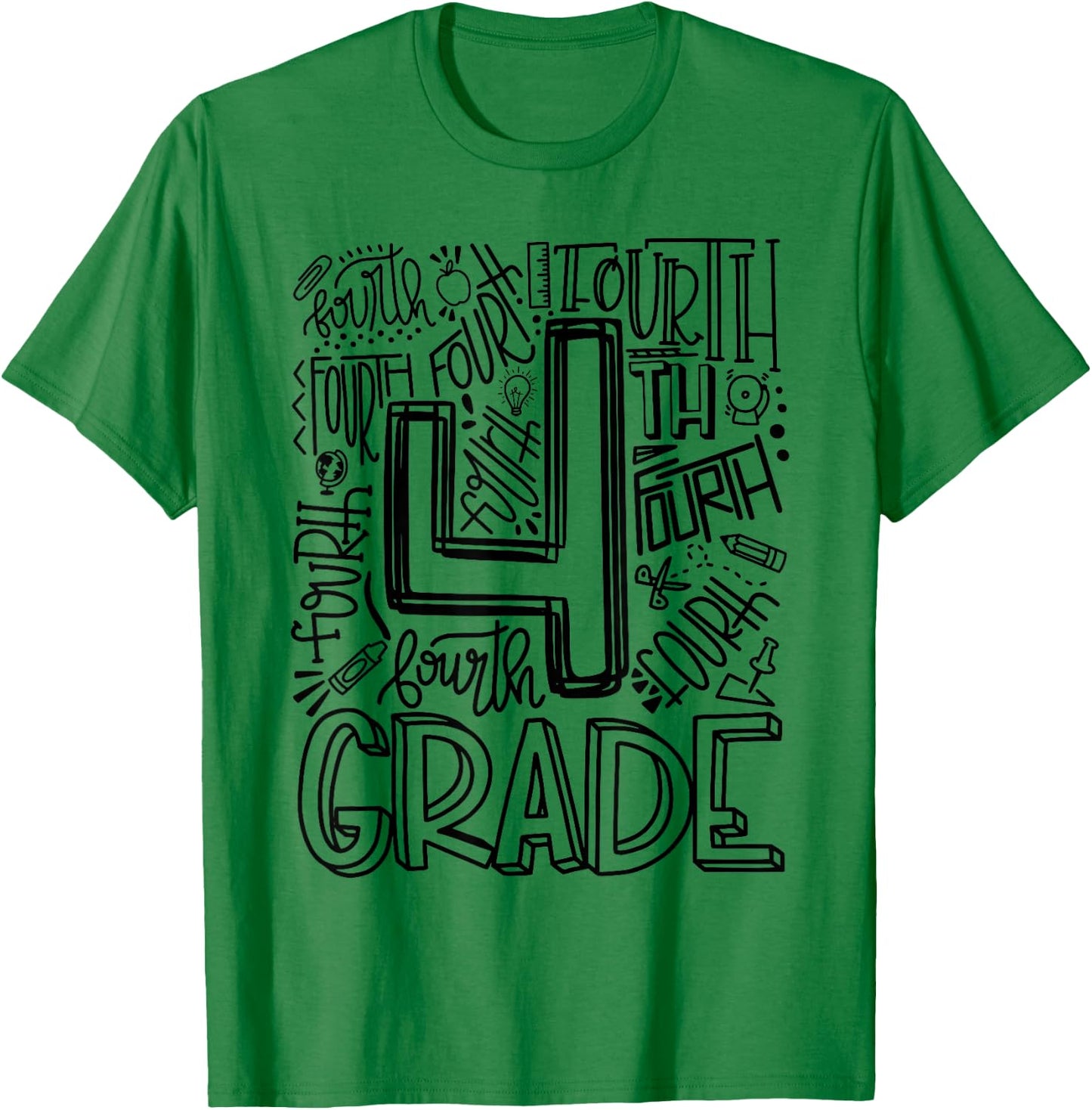 Fourth 4th Grade Typography Back To School T-Shirt - T-Shirt | Irish Green