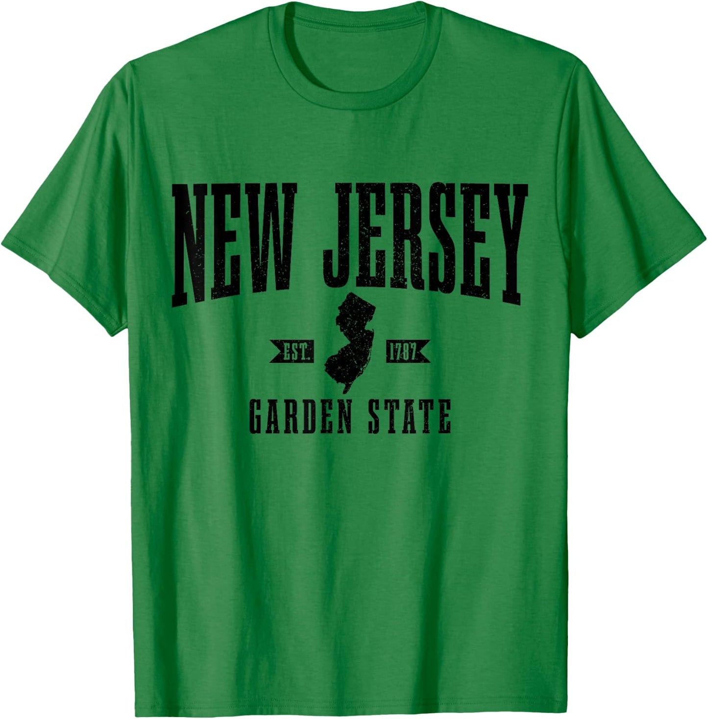 New Jersey Est. 1787 State Map Pride Vintage New Jersey T-Shirt - T-Shirt | Irish Green