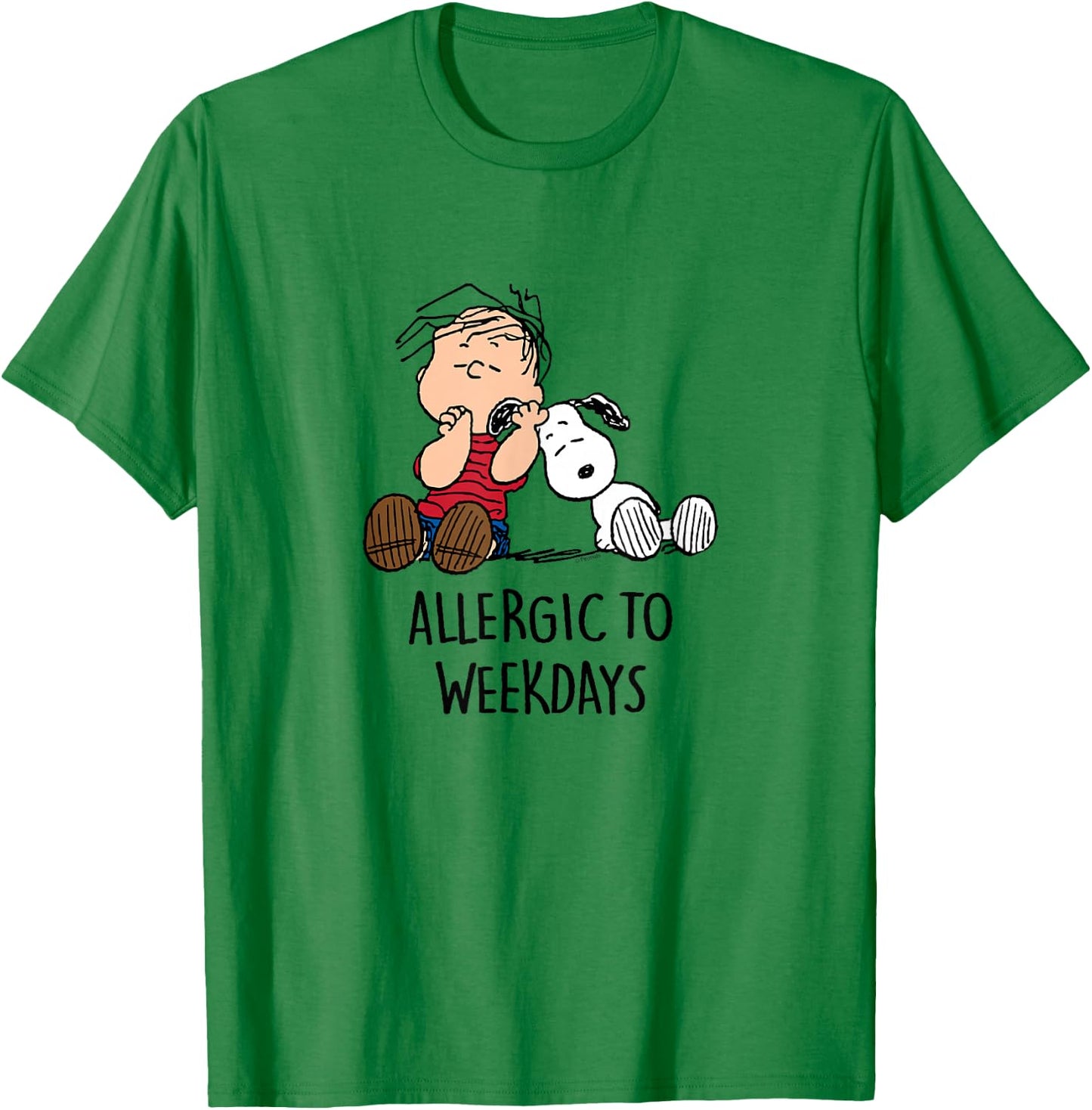 Peanuts - Linus & Snoopy - Allergic to Weekdays T-Shirt - T-Shirt | Irish Green