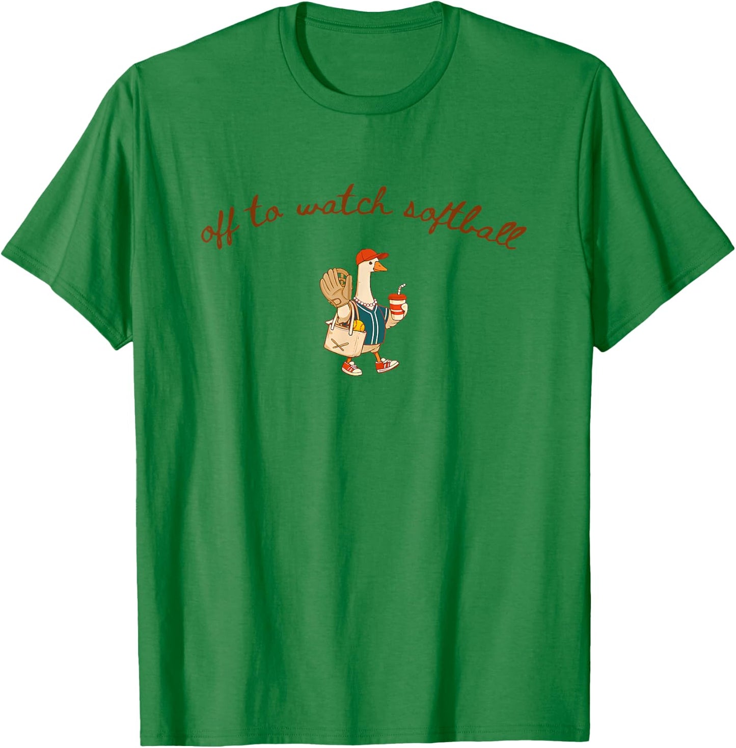 Off to Watch Softball Goose T-Shirt - T-Shirt | Irish Green