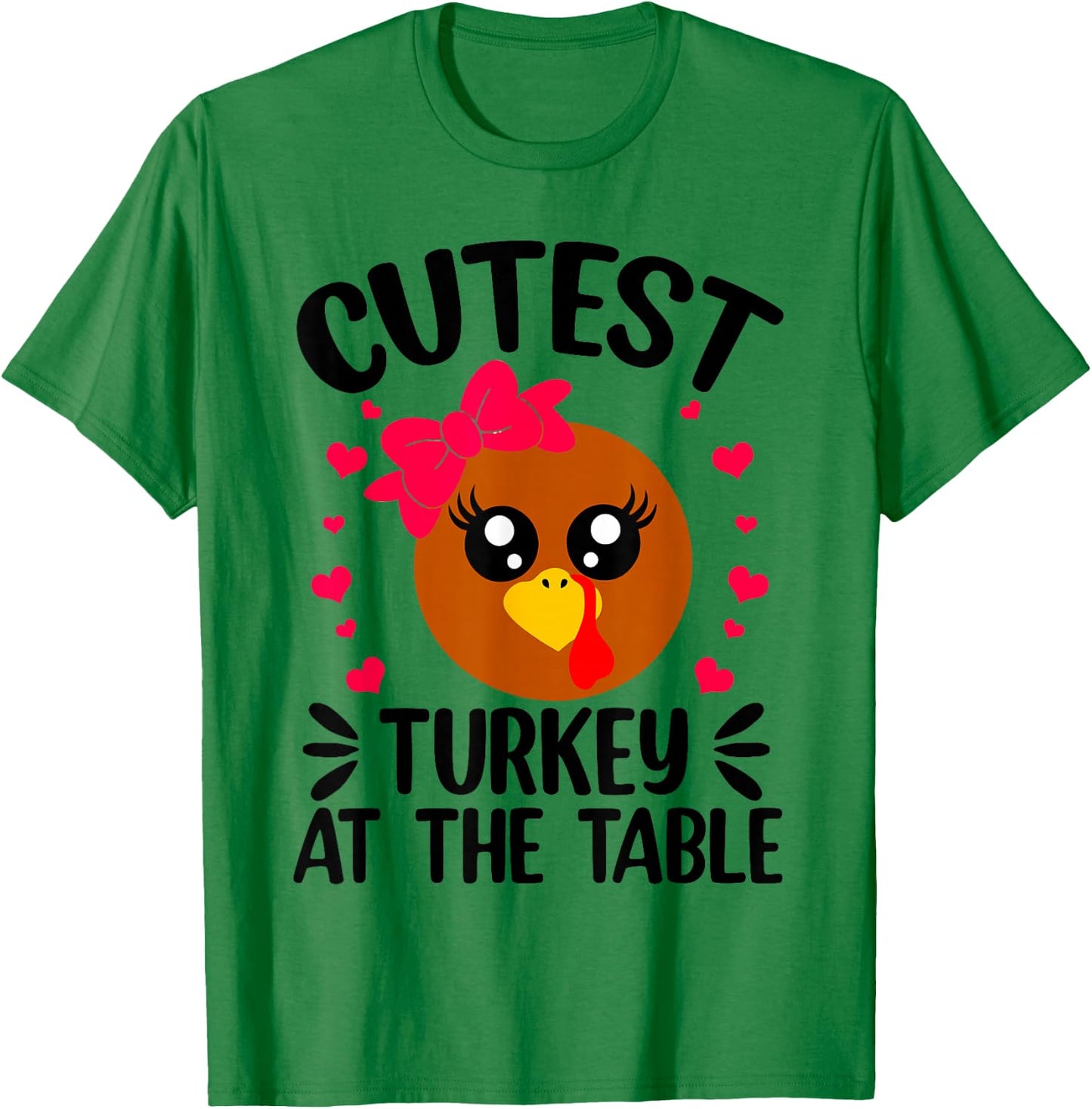 Thanksgiving Girl Cutest Turkey At The Table T-Shirt - T-Shirt | Irish Green