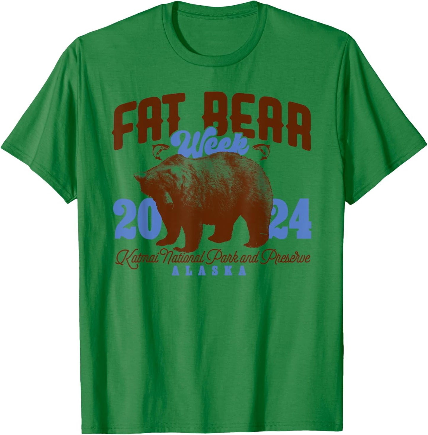 Vintage Fat Bear Week 2024 Funny Bear Meme Animal T-Shirt - T-Shirt | Irish Green