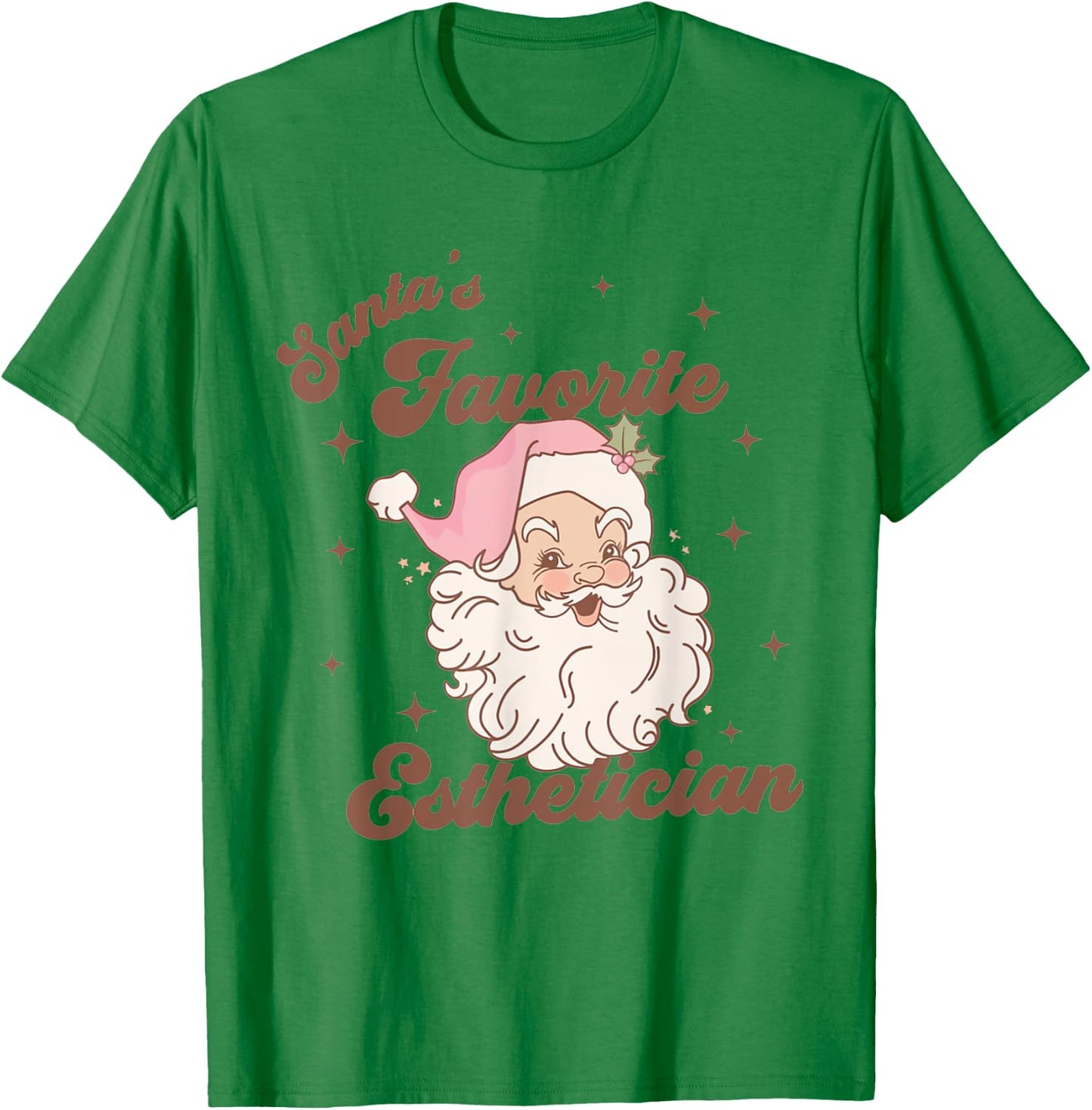 Women Santa's Favorite Esthetician Christmas Skin Therapist T-Shirt - T-Shirt | Irish Green