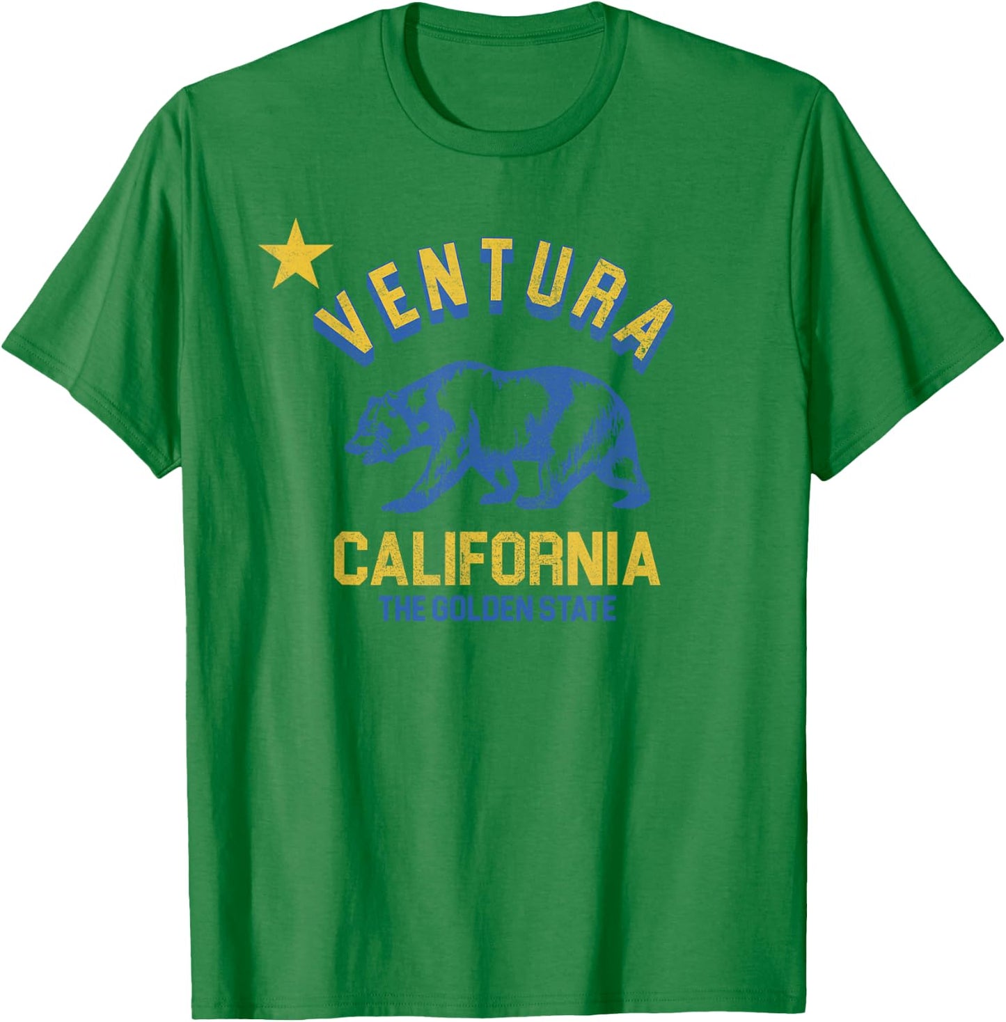 Ventura California Beach Flag Bear Surf CA Vintage Men Women T-Shirt - T-Shirt | Irish Green