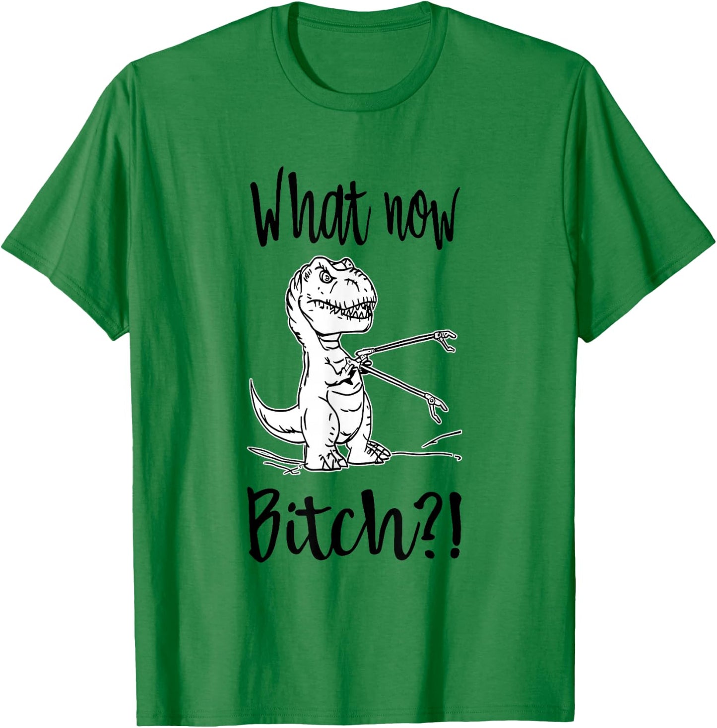 Dinosaurs What Now Bitch Funny Quote T-Shirt - T-Shirt | Irish Green
