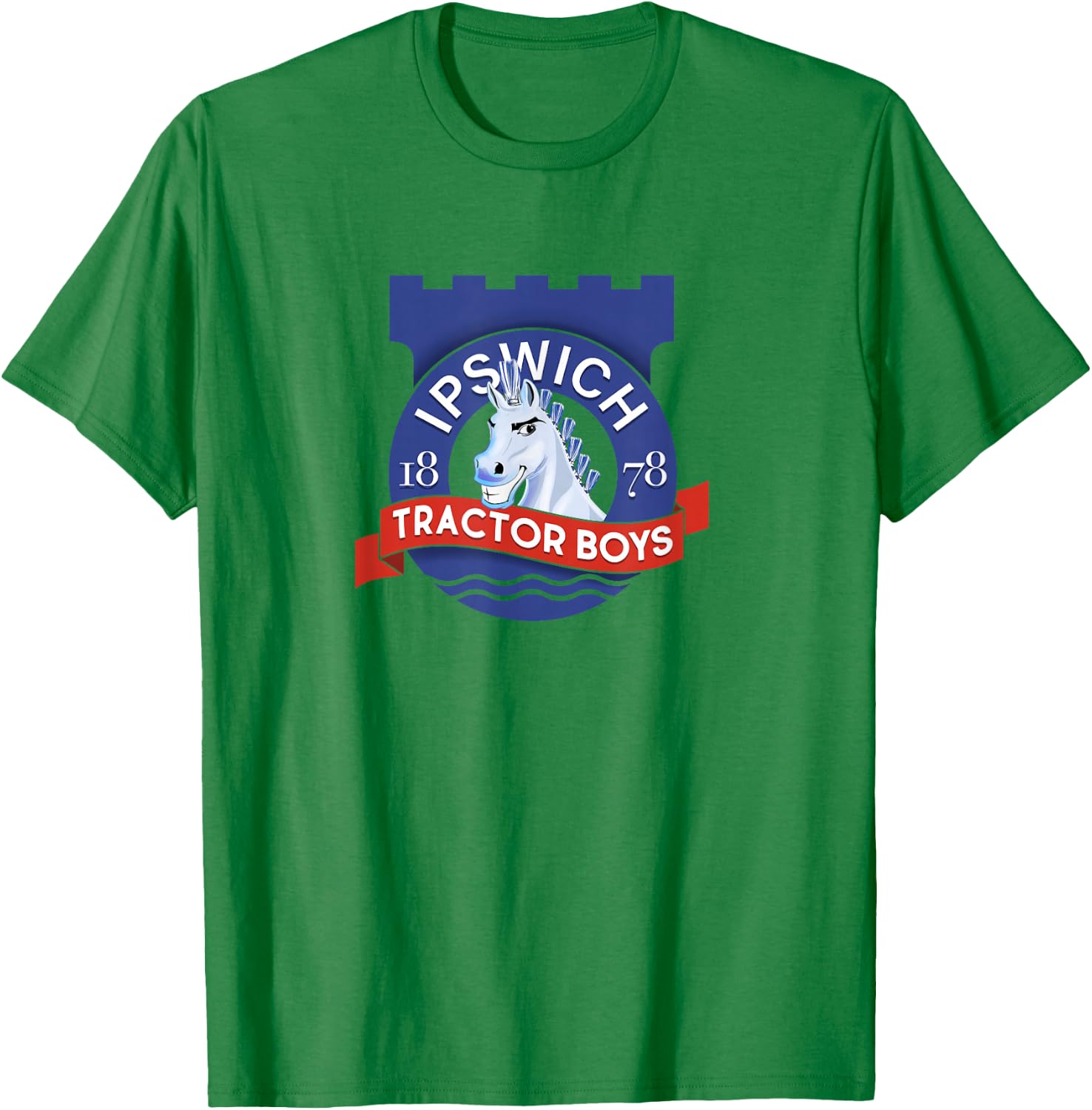 Ipswich Town Fan Tractor Boys - Suffolk Punch Badge T-Shirt - T-Shirt | Irish Green