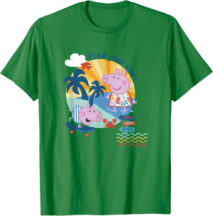 Peppa Pig Find Your Wave Summer Time Fun At The Beach T-Shirt - T-Shirt | Irish Green